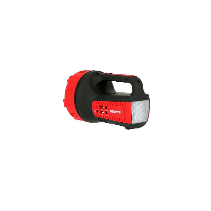 Geepas GSL5572 Rechargeable LED Search Light | 15W High Power LED| 6 LED Warning Lamps| 4V 6Ah Battery | Dual USB Charging Ports |  Long Runtime & Durable Design - Image 5