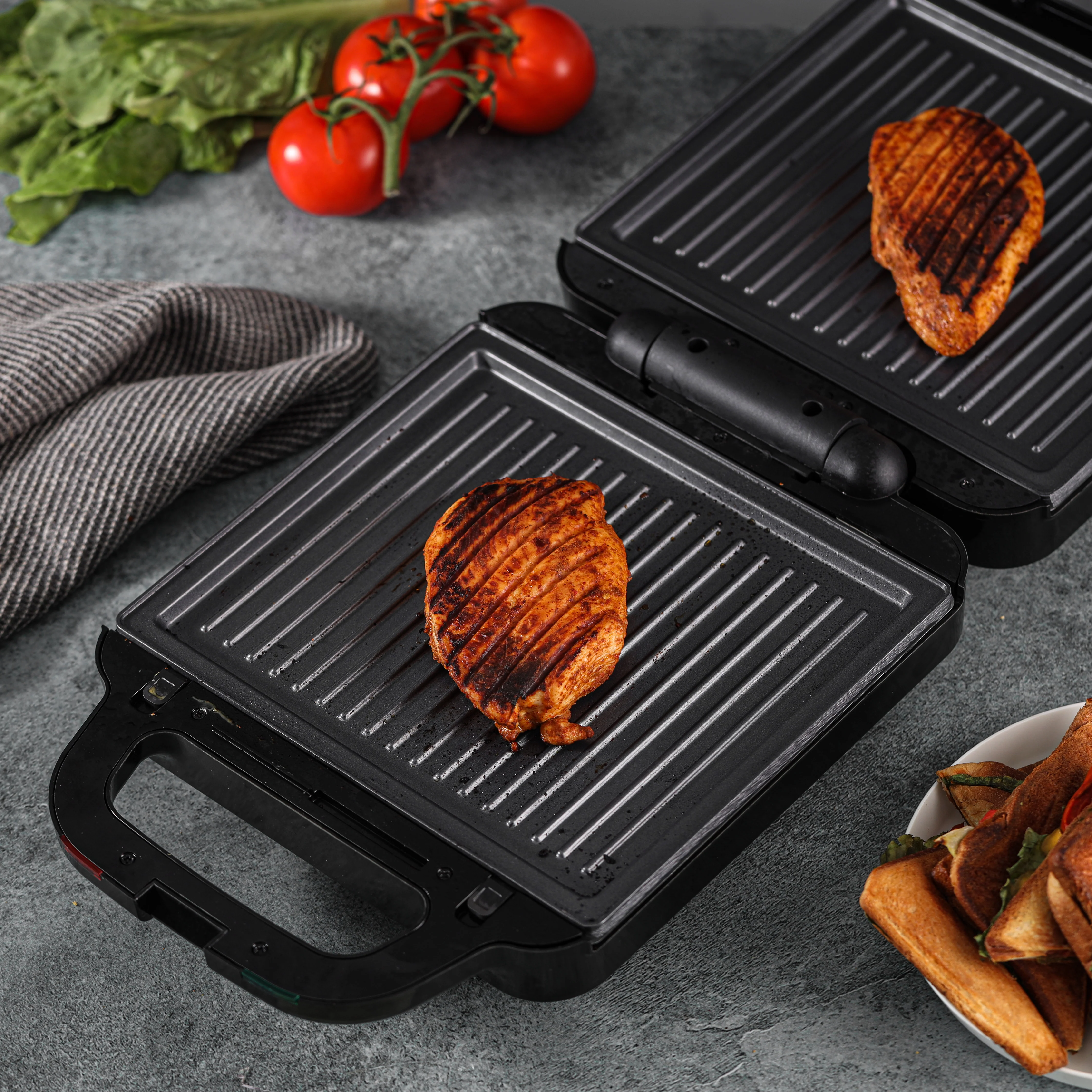 Geepas 6 in 1 Multi Snacks Maker- GSM36528/ 6 Detachable Plates/ Non-Stick Coating, Opens 180° Flat/ 1400W, Overheat Protection and Cool Touch Handle/ 2 Year Warranty - Image 6