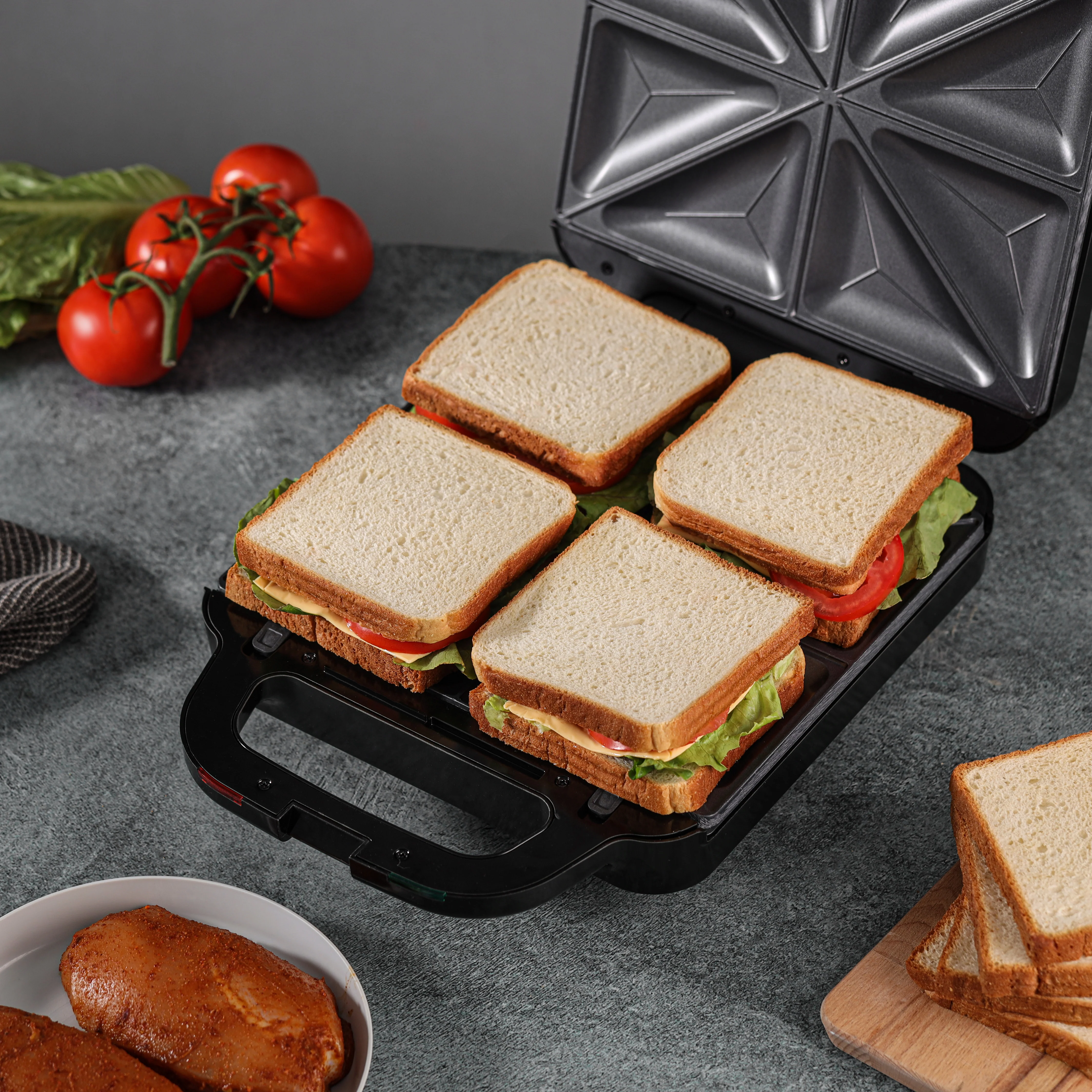 Geepas 6 in 1 Multi Snacks Maker- GSM36528/ 6 Detachable Plates/ Non-Stick Coating, Opens 180° Flat/ 1400W, Overheat Protection and Cool Touch Handle/ 2 Year Warranty - Image 7