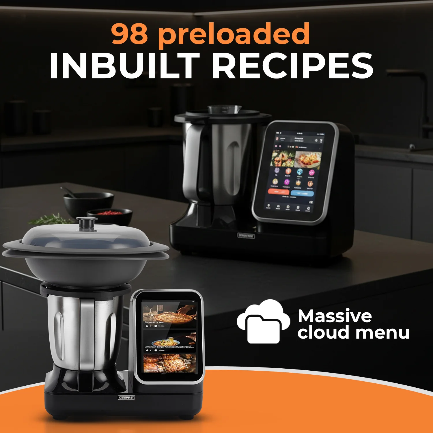 Geepas GSMC35059 Smart Multi-Cooker |  Touchscreen Display | Powerful AC Motor|  Precision Heating Control & 98+ Built-In Recipes for Effortless Smart Home Cooking - Image 4
