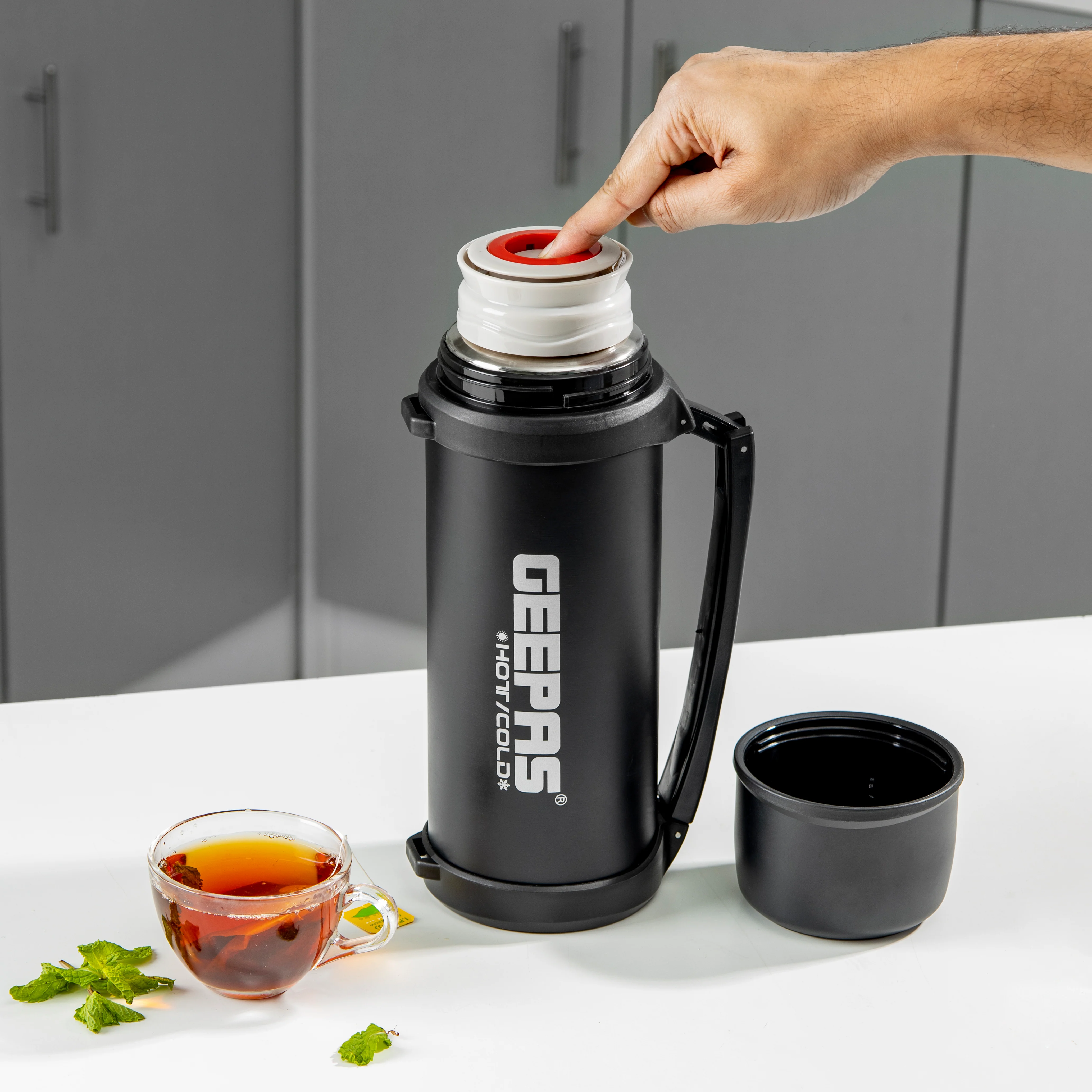 Geepas GSVB4112 Stainless Steel Vacuum Flask | 1.8L Capacity | Double-Walled Insulation for 24-Hour Hot & Cold Retention | Leak-Proof & BPA-Free Design| 2 Years Warranty - Image 4