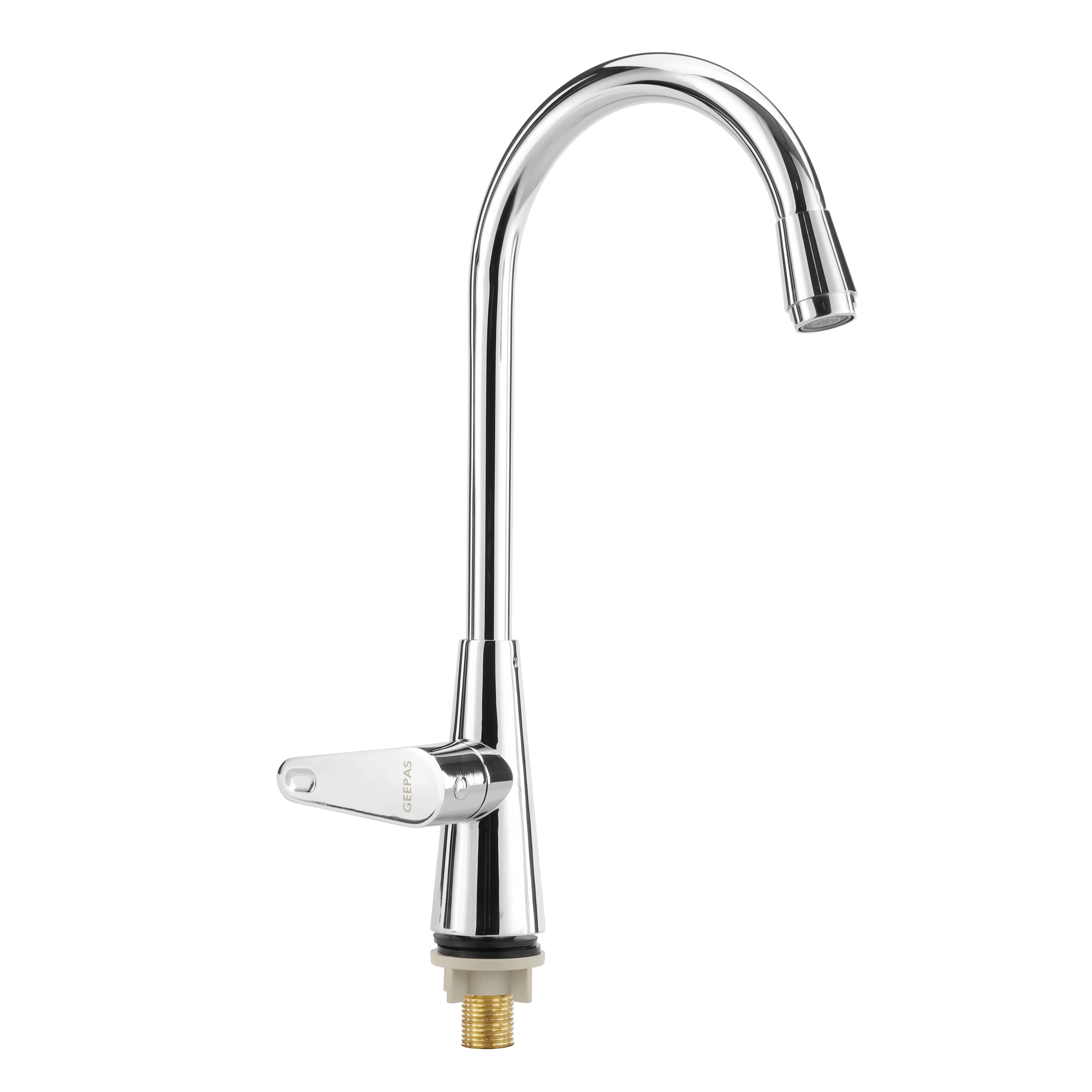 Geepas Deck Mounted Sink Tap GSW61136 | Single Hole Mounted Tap for Kitchen & Bathroom, Chrome Finish, Durable Quarter Turn Cartridge, Leak-Proof, 360° Swivel Spout - Image 3