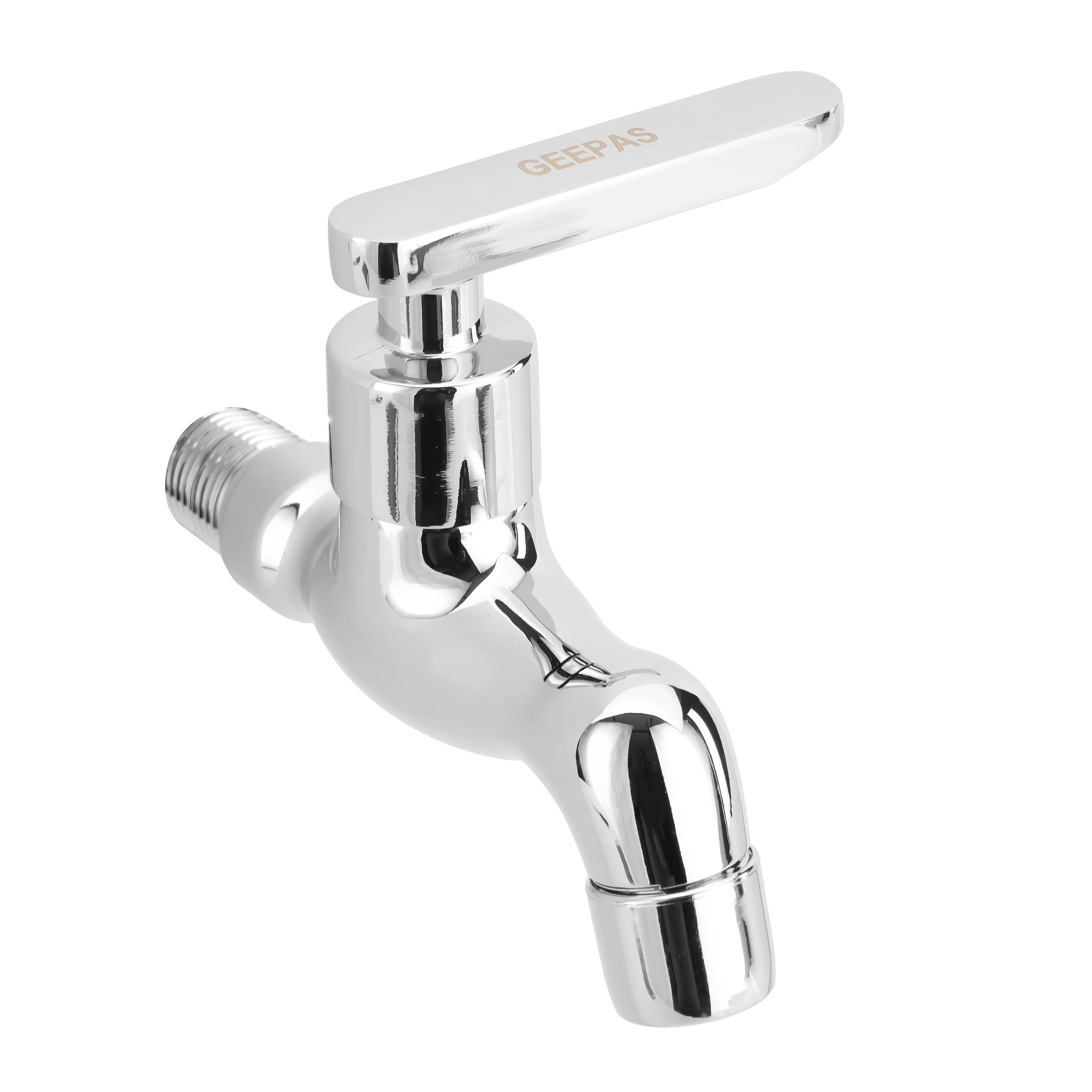 Geepas Wall Mounted Tap GSW61142 | Single Hole Bathroom & Lavatory Tap, Durable Brass with Chrome Finish, Ceramic Cartridge, Leak-Proof Solid Lever Handle,1 Year Warranty - Image 3