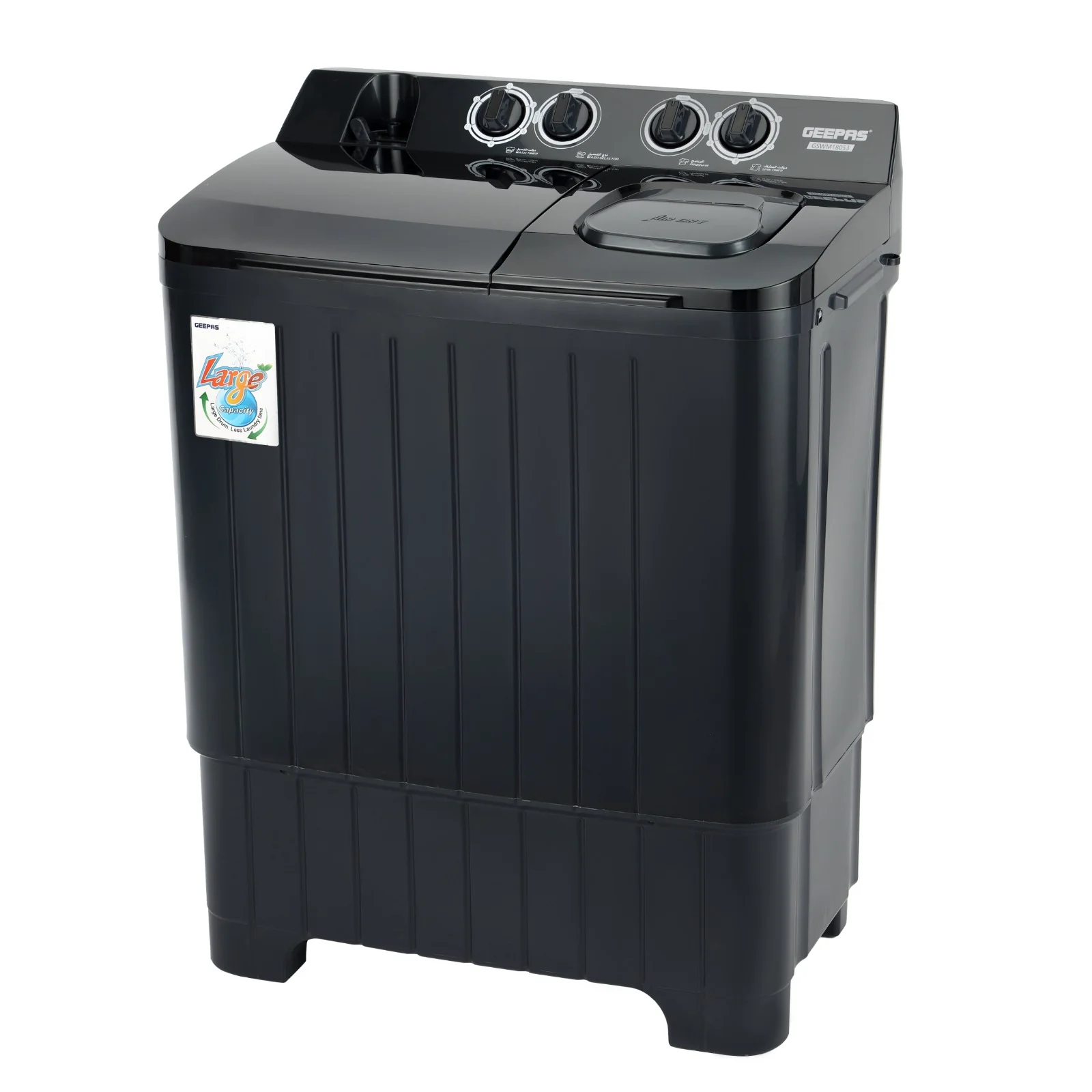 Geepas GSWM18053 Twin Tub Washing Machine| 9kg Wash Capacity with Big Pulsator| Rust Proof Plastic Body| Transparent Lid | Efficient Spin Dry Performance| 1 Year Warranty - Image 2