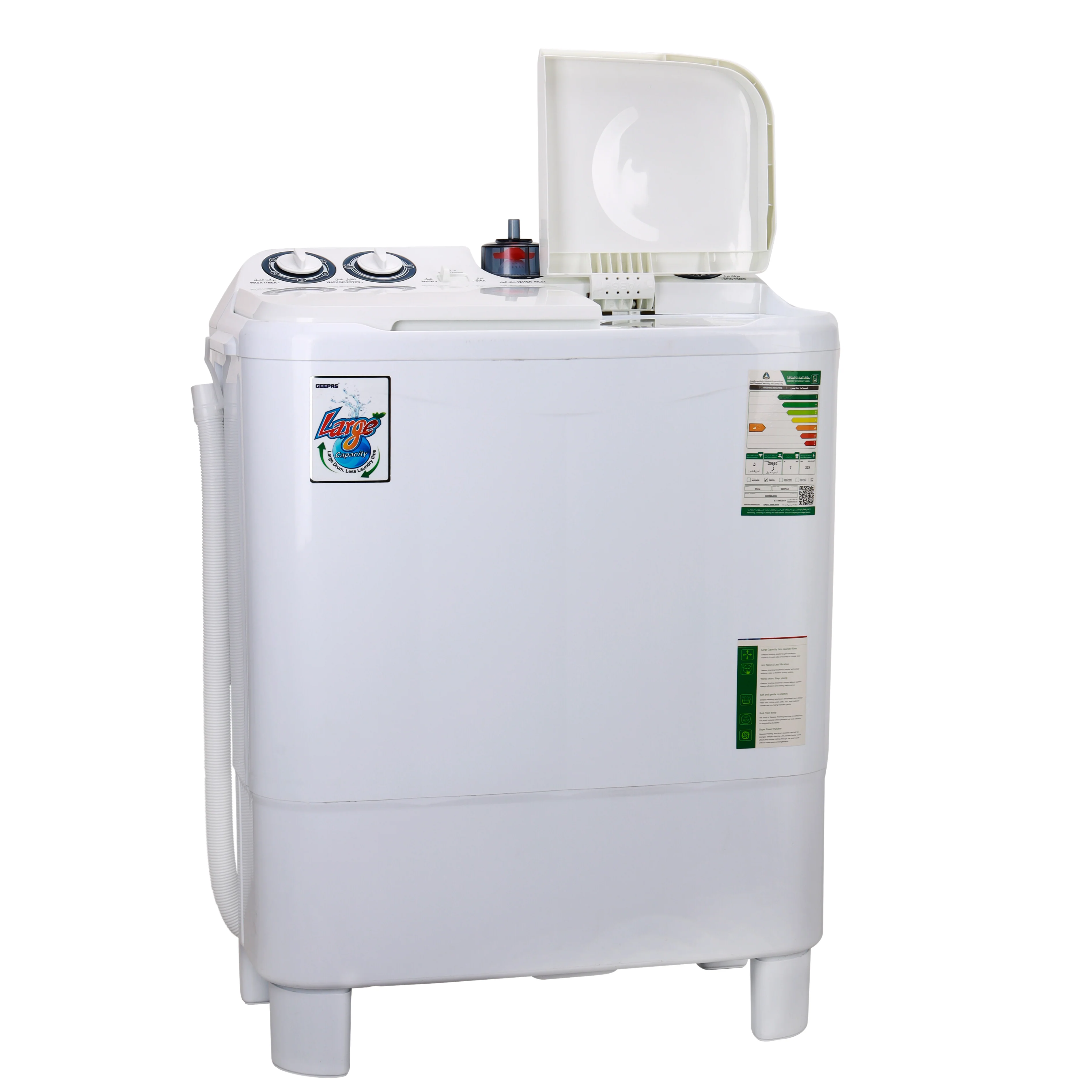 Geepas GSWM6468 Semi Automatic Washing Machine | 7.2kg Wash & 5.5kg Spin Capacity| 670W Powerful Motor| Durable Body | Water Inlet with Filter & 2-Year Warranty - Image 4