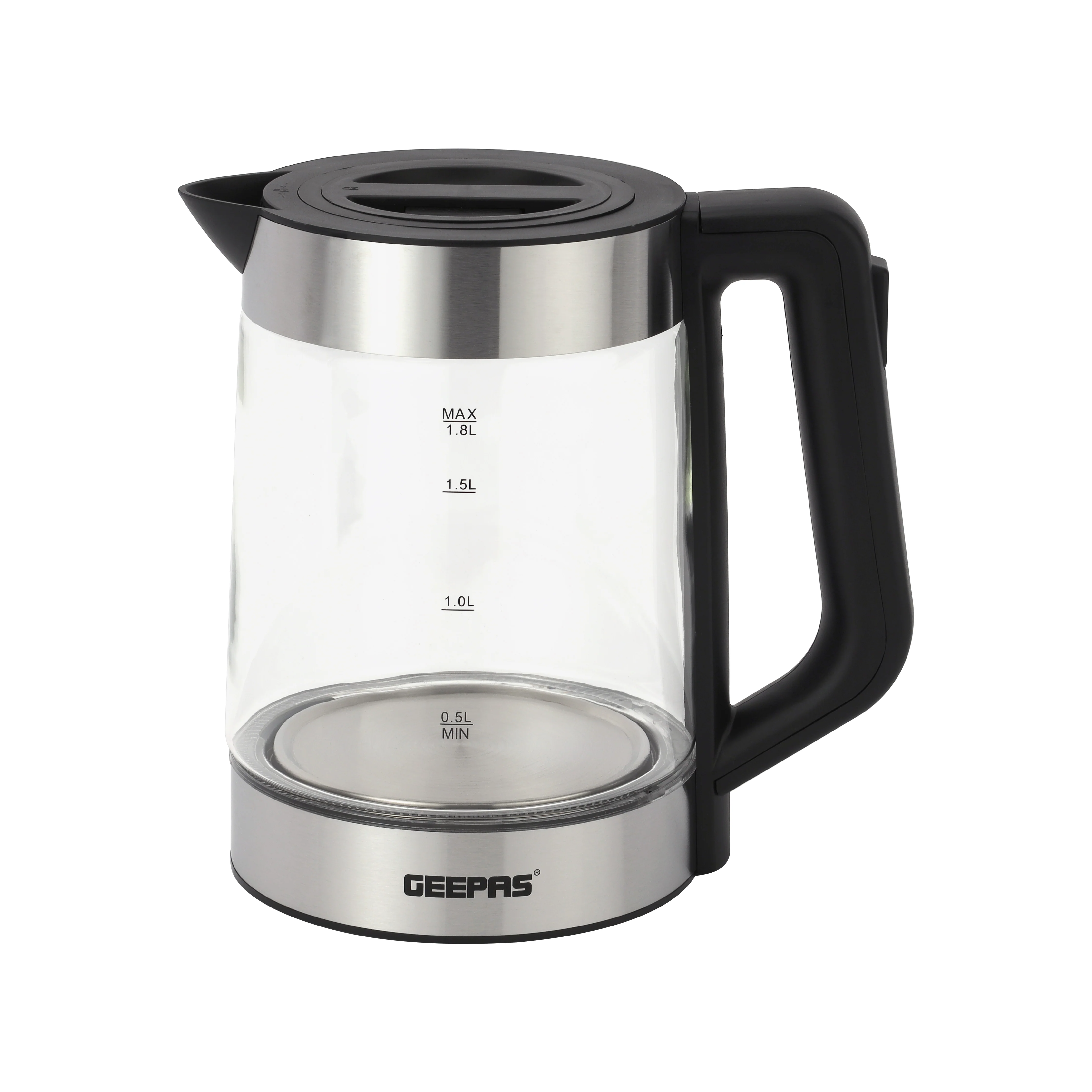 Geepas Borosilicate Glass Digital Tea Maker- GTM38065/ 1.8 L and 1.2 L, Touch Screen Control, 60W for Fast Boiling/  2 Years Warranty, Silver and Black - Image 4