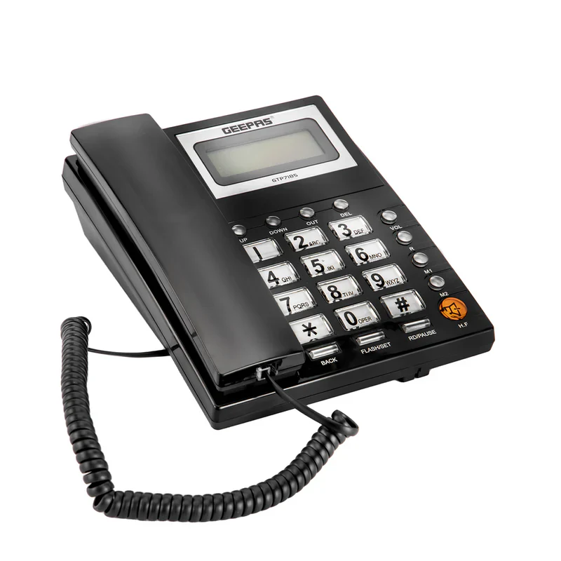 Geepas GTP7185 Executive Telephone with Caller ID | FSK/DTMF Dual System | 16-Digit LCD Display | 50 Incoming & 15 Outgoing Calls | 16 Ringtones | Hands-Free|
