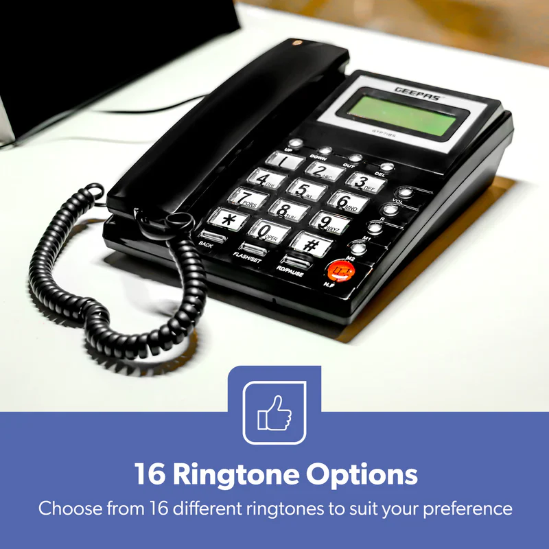 Geepas GTP7185 Executive Telephone with Caller ID | FSK/DTMF Dual System | 16-Digit LCD Display | 50 Incoming & 15 Outgoing Calls | 16 Ringtones | Hands-Free| - Image 7