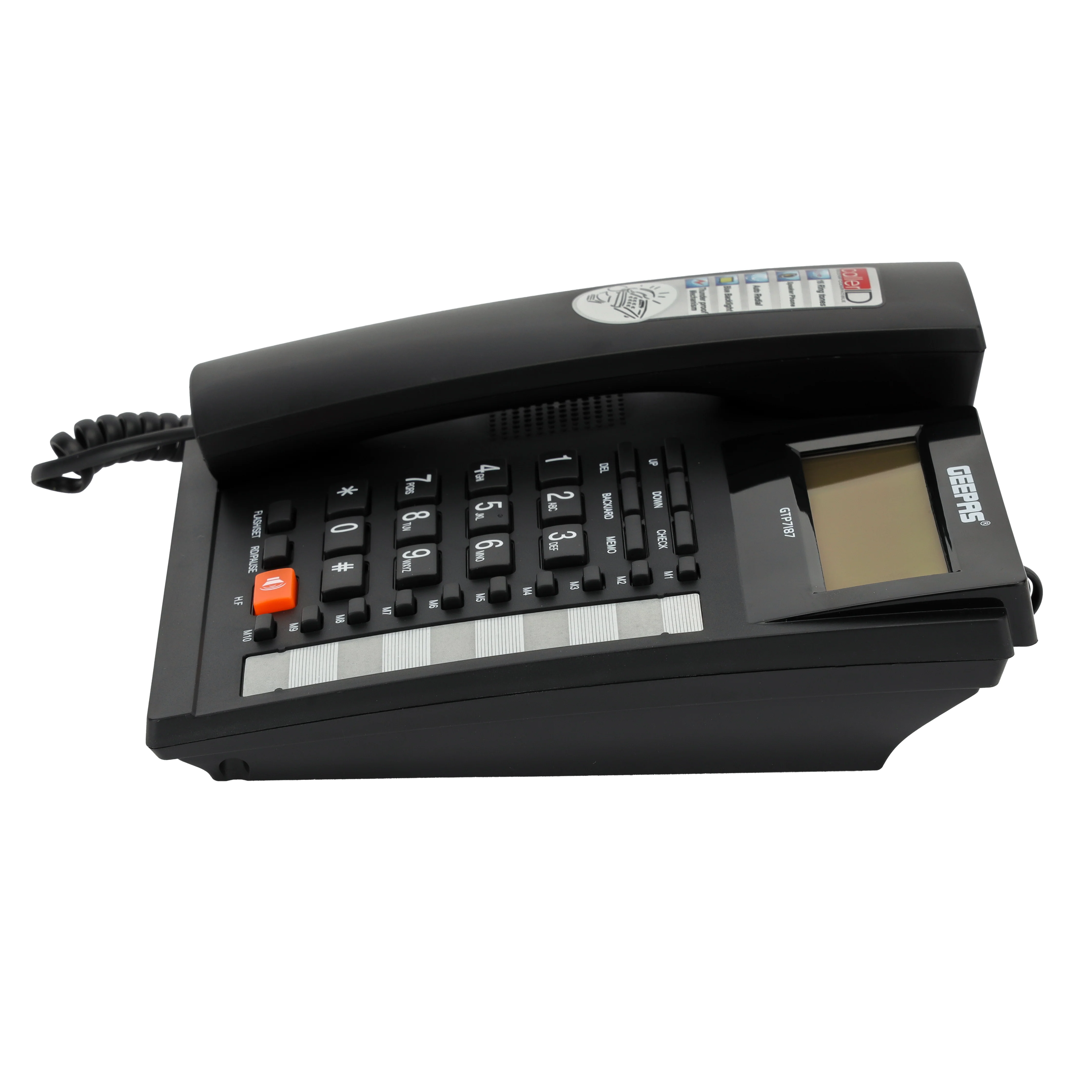 Geepas GTP7187 Executive Telephone with Caller ID | 16 Digit LCD Display | Blue Backlight|  Hands-Free Function| 16 Ringtones| FSK/DTMF Desk Phone for Home & Office Use - Image 5