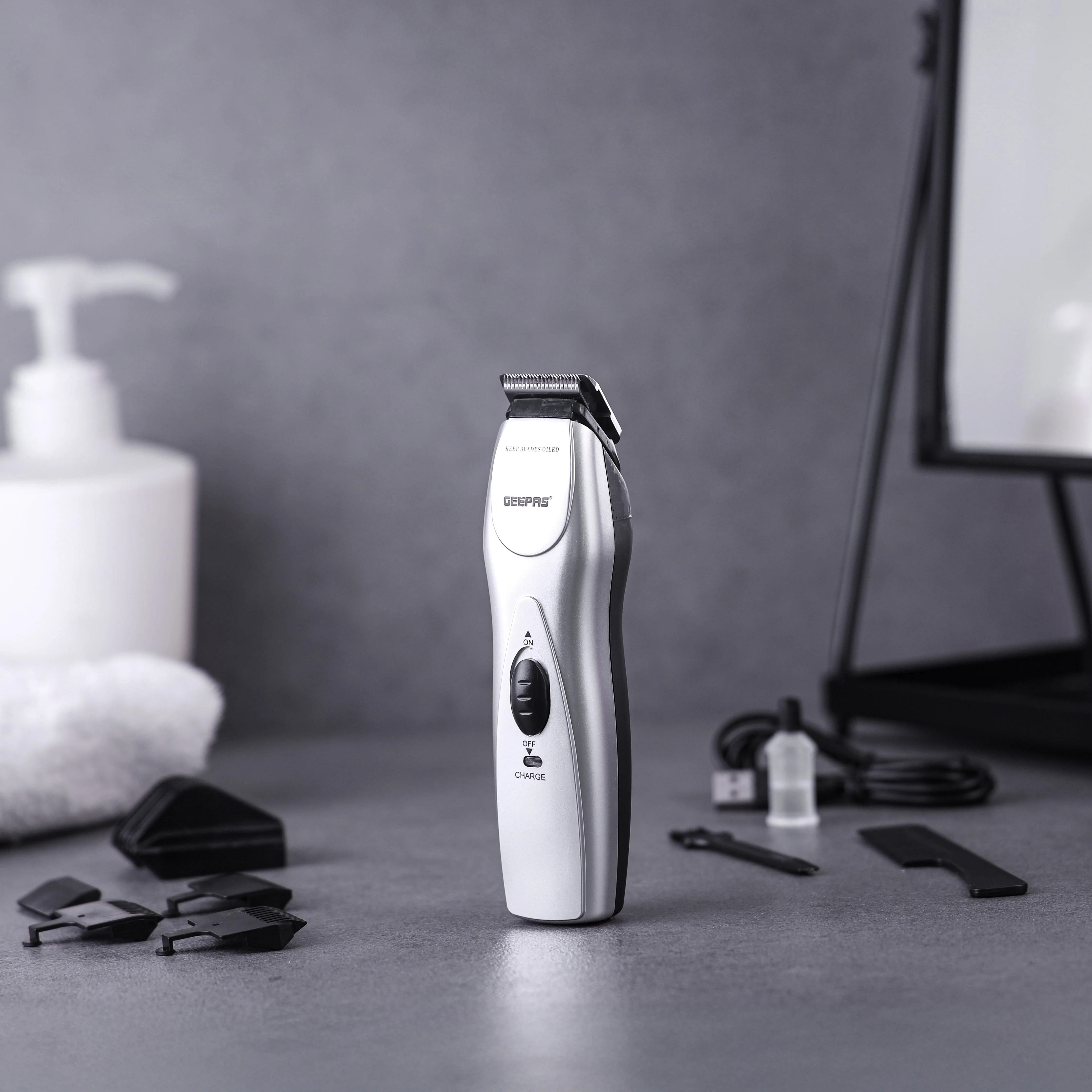 Geepas GTR34N Rechargeable Hair Trimmer | Chromium Steel Blade| 5 Position Comb| 60-Min Working Time | Ergonomic Grip | Jawline & Moustache Combs |  2-Year Warranty - Image 2