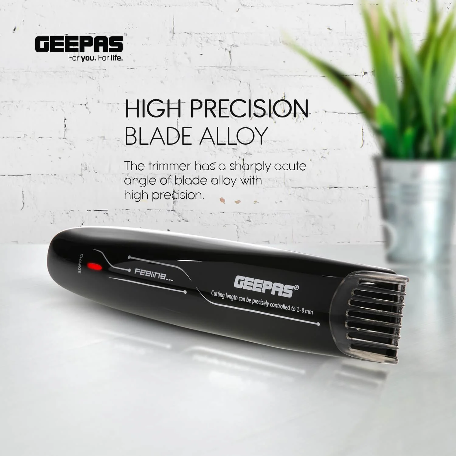 Geepas GTR56020UK Men’s Trimmer | Sharp Alloy Blade | 9-Level Adjustable Comb| Smooth Trimming| Scratch-Resistant PMMA Panel | 600mAh Battery| 45-Minute Runtime - Image 3