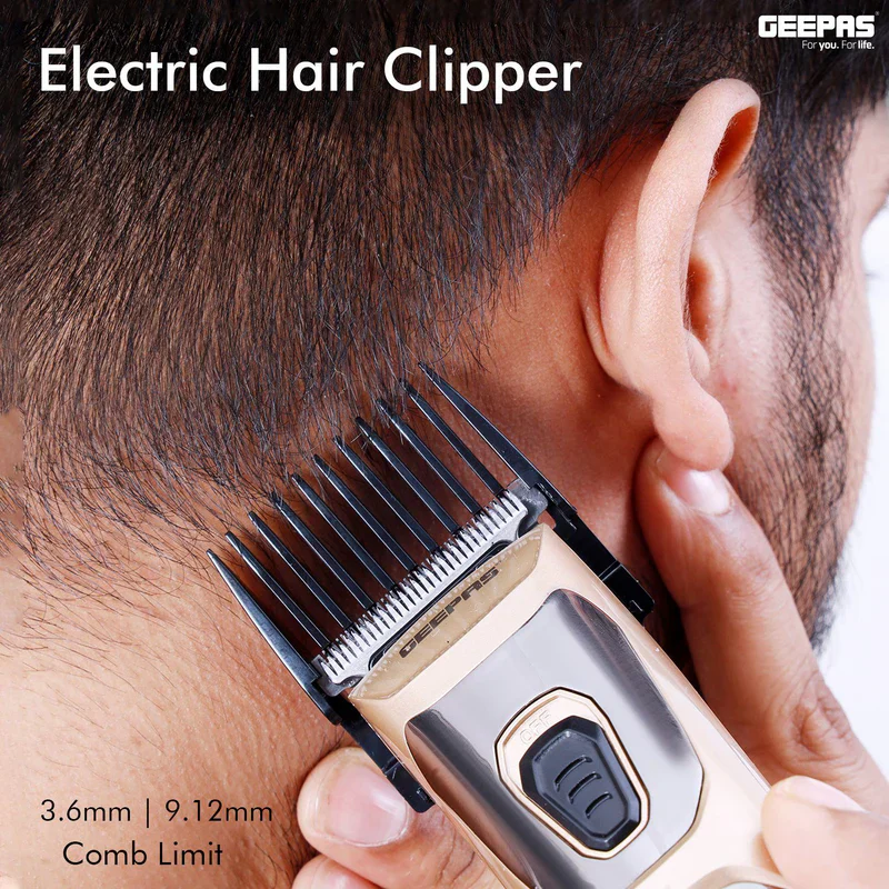 Geepas GTR56023 Electric Hair Clipper | Silver Pd Alloy Motor | Low Noise Operation| 8Hr Charging | 45Min Cordless Use | High Precision Cutting Head & Accessories - Image 5
