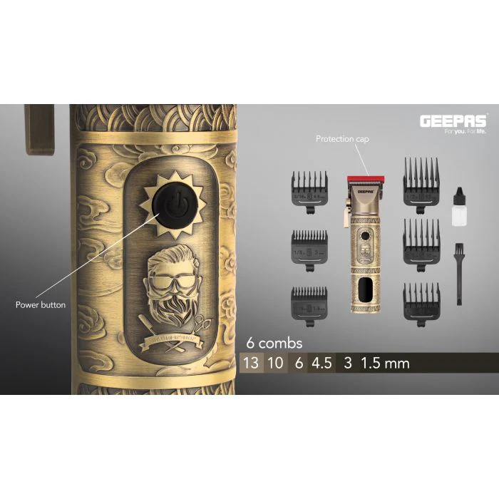 Geepas GTR56030 Professional Hair & Beard Clipper | LED Display | Precision Stainless Steel Blades | Adjustable Cutting Lengths| Rechargeable Battery |  2 Years Warranty - Image 3