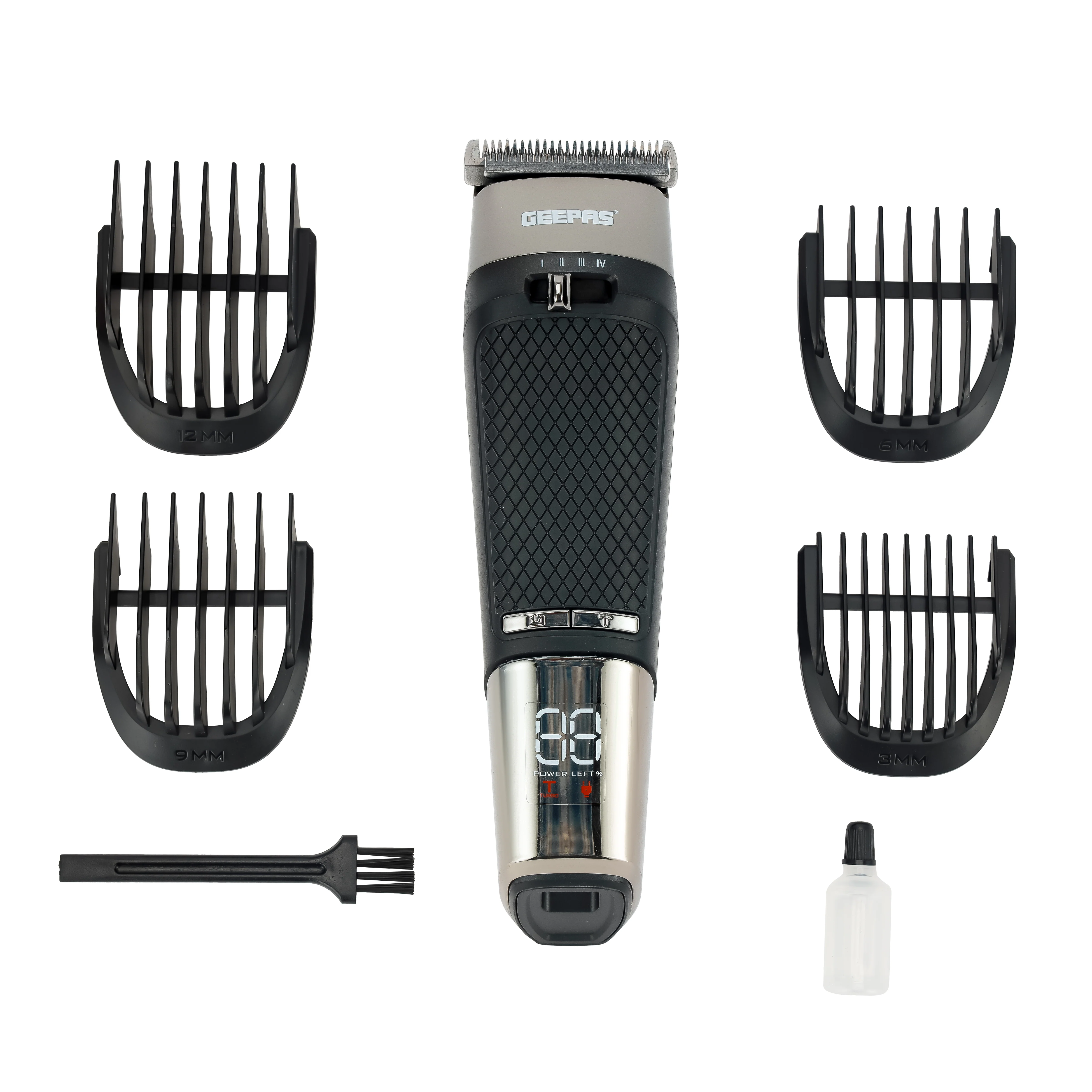 Geepas GTR56032 Digital Hair Clipper with LED Display | Titanium Coated Blades | USB Type-C Charging| Waterproof Ergonomic Body| 4 Hour Runtime| Easy Clean Design