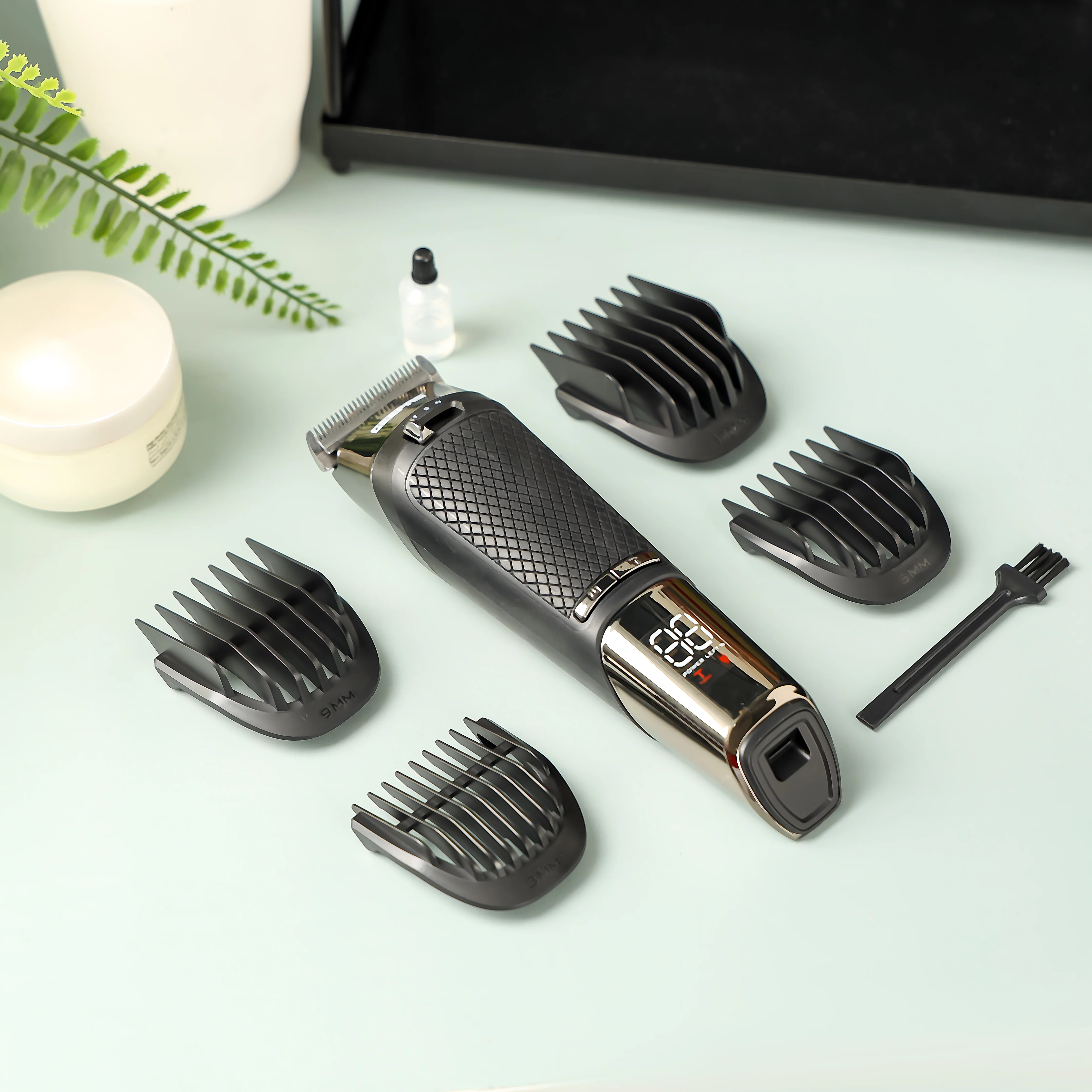Geepas GTR56032 Digital Hair Clipper with LED Display | Titanium Coated Blades | USB Type-C Charging| Waterproof Ergonomic Body| 4 Hour Runtime| Easy Clean Design - Image 2