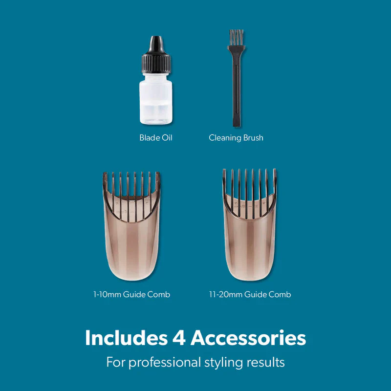 Geepas GTR56042 Rechargeable Hair Trimmer | 1500mAh Li-ion Battery| 20 Length Settings| T Stainless Steel Blade|2 Combs (1–10mm & 11–20mm)| USB Charging| 2 Years Warranty - Image 8