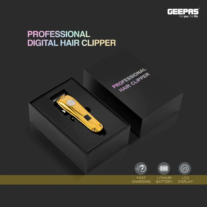 Geepas GTR57502 Professional Digital Hair Clipper | LCD Display| Fast Charging| 2500mAh Lithium Battery| Adjustable Blades | Corded & Cordless Use | 2 Years Warranty - Image 2