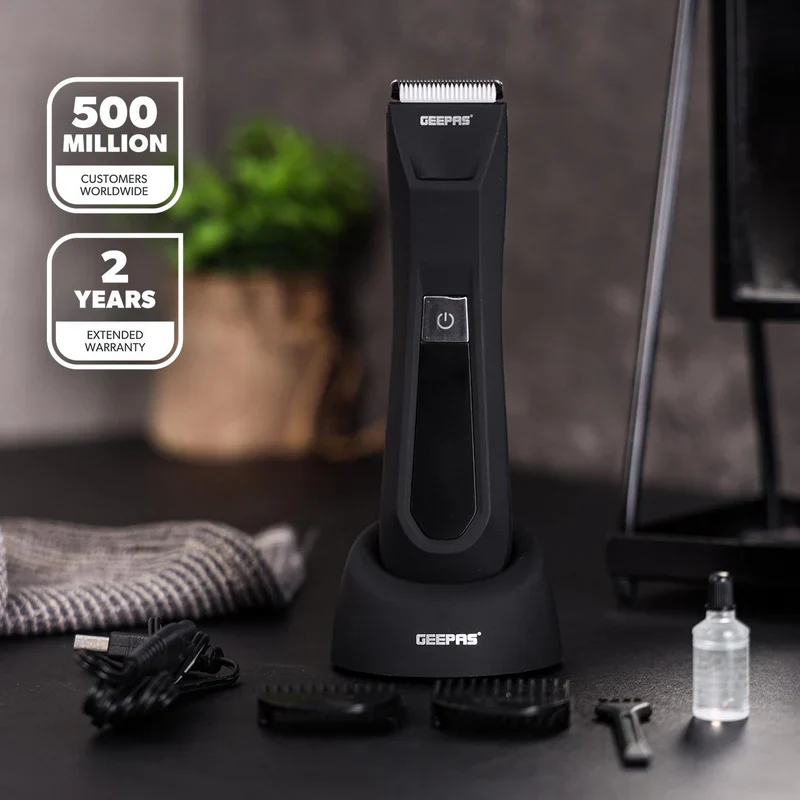 Geepas GTR57519UK Waterproof Body Trimmer with LED Display | IPX5 Protection | Ceramic & Stainless Steel Blades | 2-Speed Control | LED Light for Full Body Grooming - Image 2