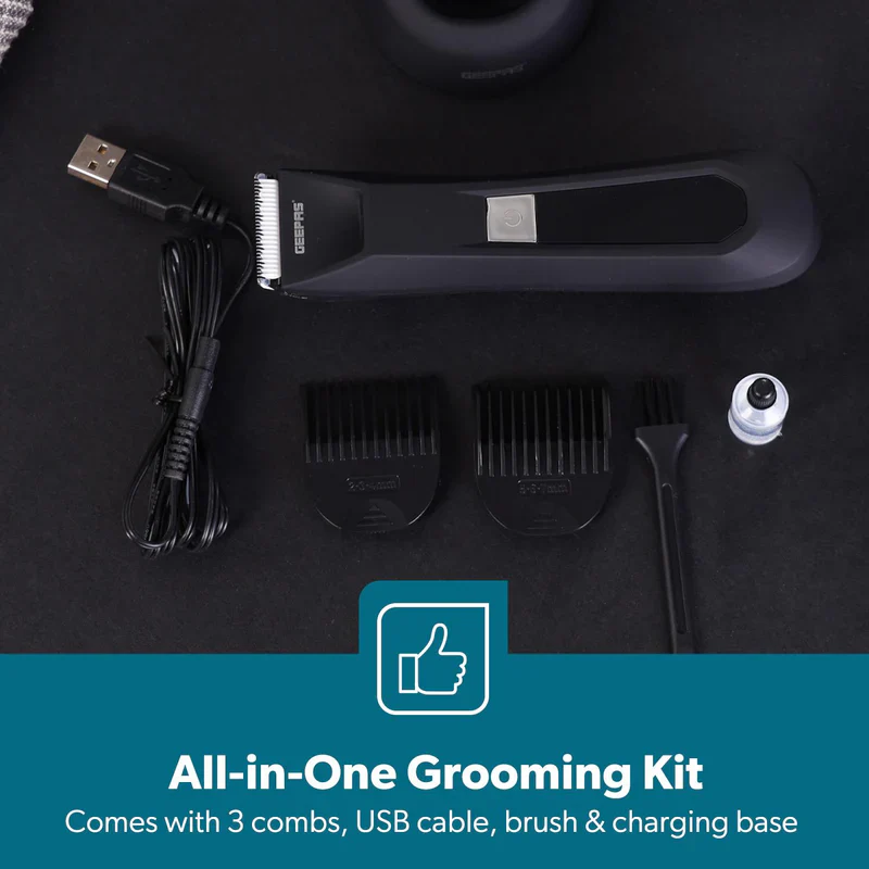 Geepas GTR57519UK Waterproof Body Trimmer with LED Display | IPX5 Protection | Ceramic & Stainless Steel Blades | 2-Speed Control | LED Light for Full Body Grooming - Image 5