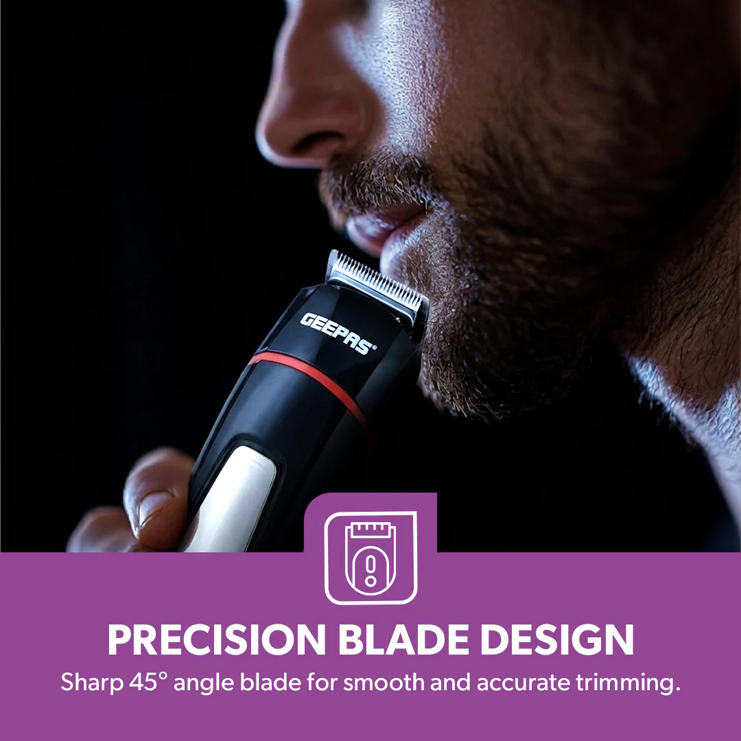 Geepas GTR8128 7-in-1 Grooming Kit with Precision Trimmer | USB & Type-C Charging | 600mAh Li-ion Battery | Multi-Function Beard Hair Trimmer for Men Grooming Use - Image 5