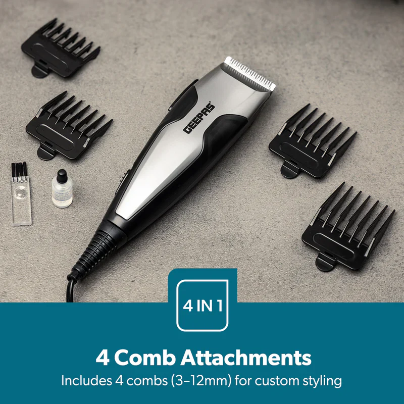 Geepas GTR8654 AC Hair Clipper | Ceramic Blade| Adjustable Cutting Length| Powerful Motor| Low Noise Design| Durable Build| Professional Performance for Salon & Home Use - Image 3