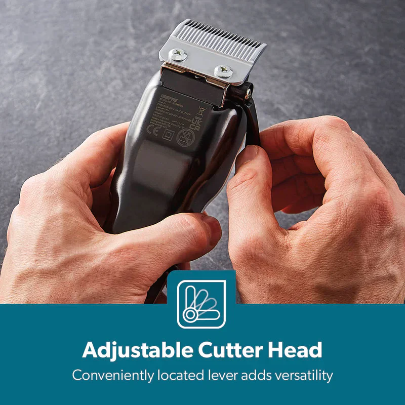 Geepas GTR8658N Professional Hair Clipper | Gold Titanium Carbon Steel Blade | Adjustable Control Lever | Magnetic Motor | 4 Detachable Combs | Barber Accessories - Image 8