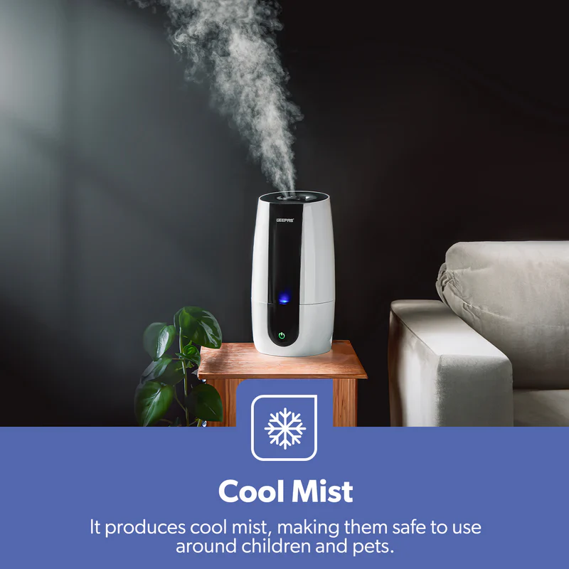 Geepas GUH63072UK Ultrasonic Humidifier | 2.6L Water Tank | Touch Control Panel | Cool Mist Operation | 2-Speed Output | 360° Rotatable Nozzle for Home & Office - Image 3