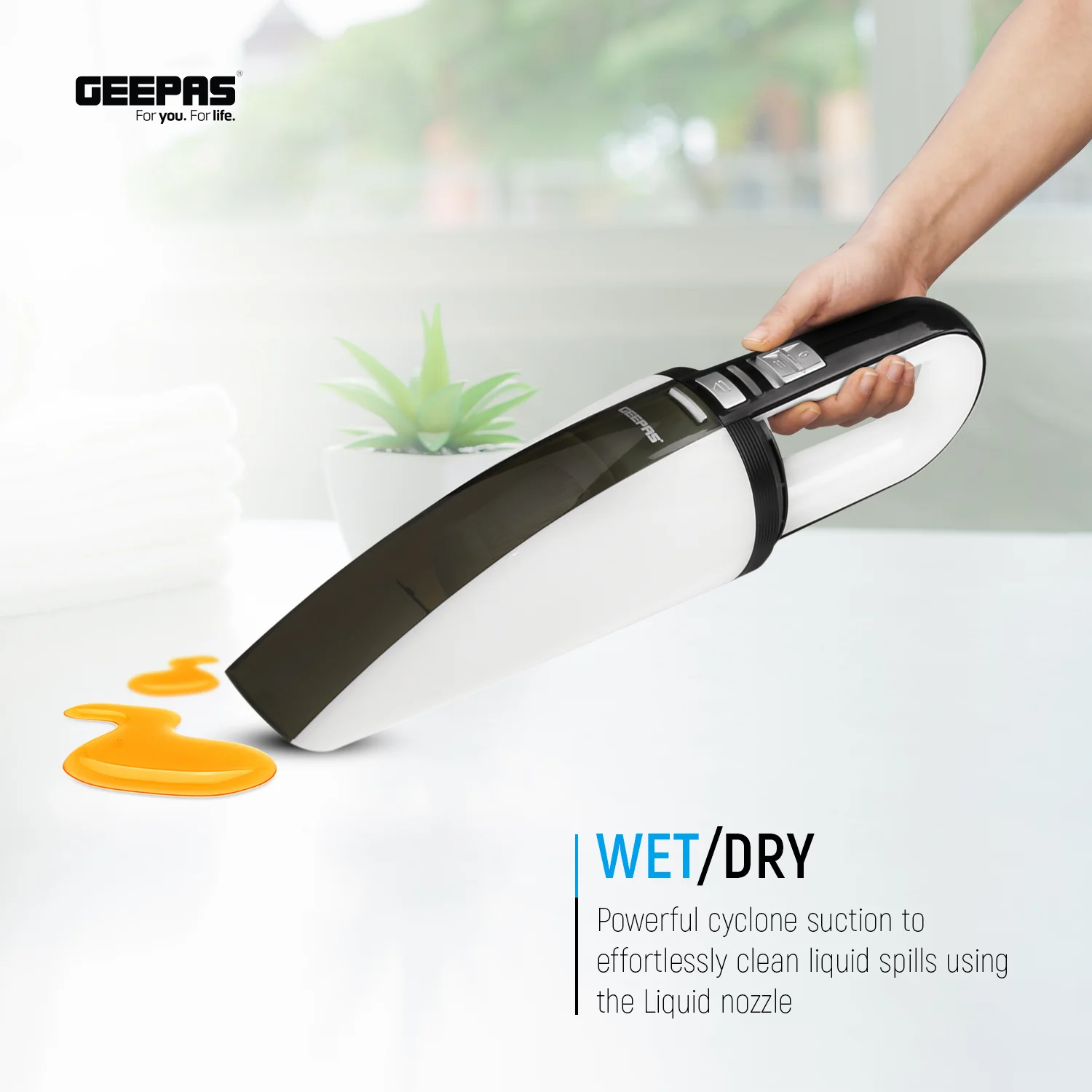 Geepas GVC19015UK Wet & Dry Handheld Vacuum Cleaner | 11.1V 2000mAh Lithium Battery| 3.5KPA Suction Power | Double Layer Cloth Filter | Low Noise | 2 Years Warranty - Image 3