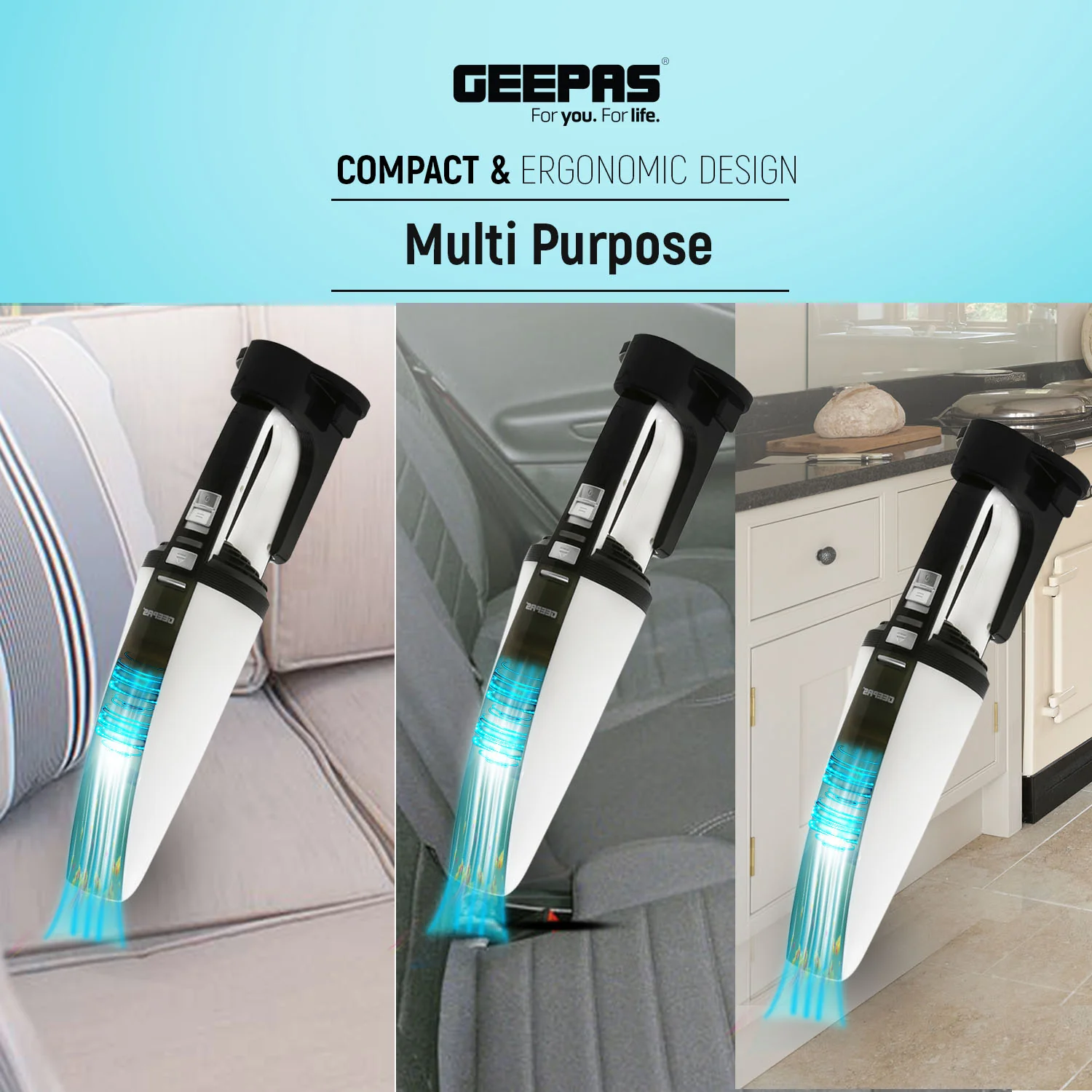 Geepas GVC19015UK Wet & Dry Handheld Vacuum Cleaner | 11.1V 2000mAh Lithium Battery| 3.5KPA Suction Power | Double Layer Cloth Filter | Low Noise | 2 Years Warranty - Image 5