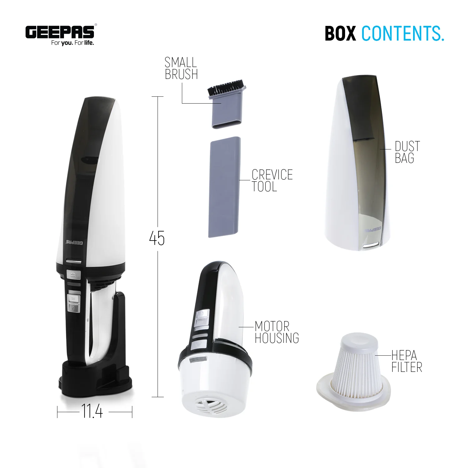 Geepas GVC19015UK Wet & Dry Handheld Vacuum Cleaner | 11.1V 2000mAh Lithium Battery| 3.5KPA Suction Power | Double Layer Cloth Filter | Low Noise | 2 Years Warranty - Image 6