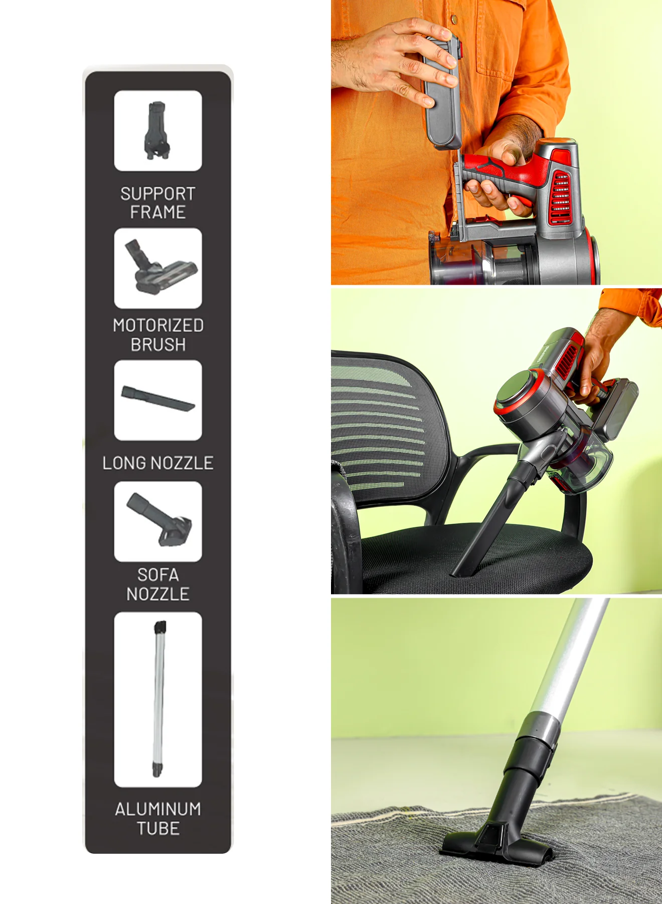 Geepas GVC19038 Rechargeable Cordless Vacuum Cleaner | 0.6L Capacity | 20KPA Suction| 3-Speed Mode| LED Touch Panel | HEPA Filter| Motorized Brush | 2 Years Warranty - Image 5