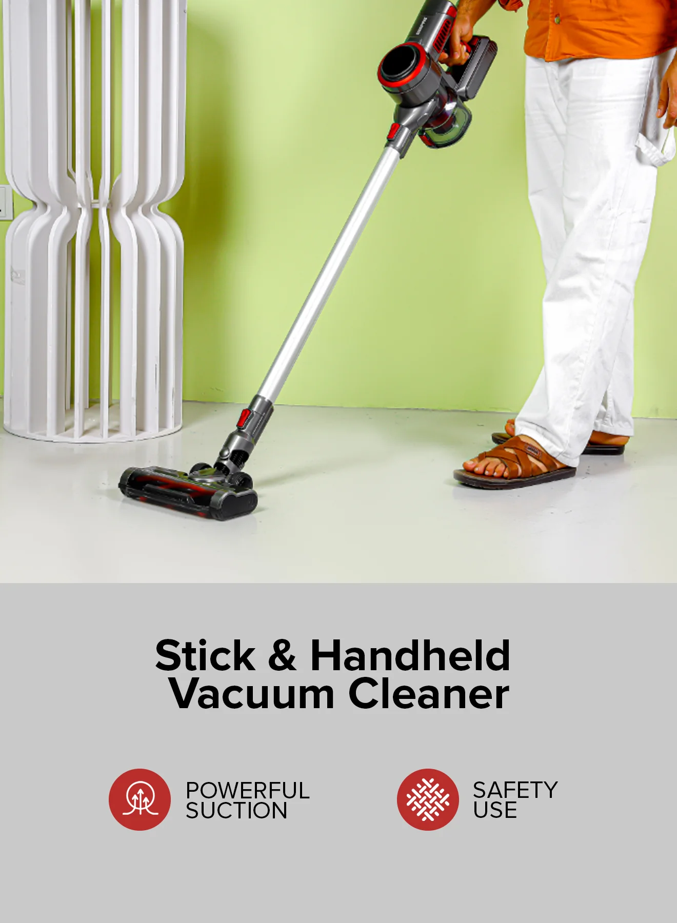 Geepas GVC19038 Rechargeable Cordless Vacuum Cleaner | 0.6L Capacity | 20KPA Suction| 3-Speed Mode| LED Touch Panel | HEPA Filter| Motorized Brush | 2 Years Warranty - Image 7