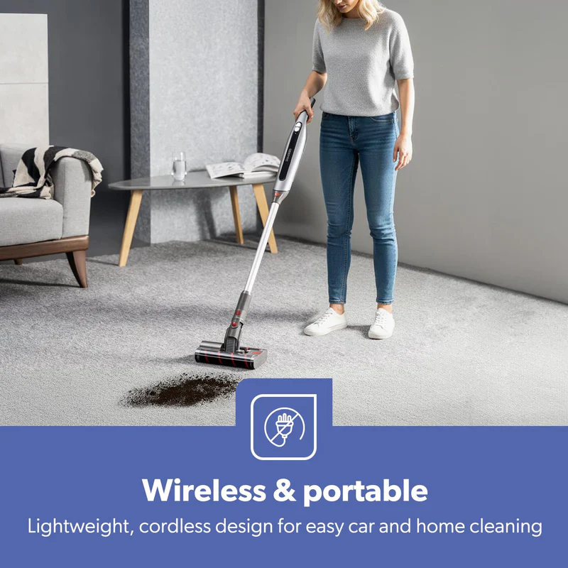 Geepas GVC19062UK Cordless 2-in-1 Stick & Handheld Vacuum Cleaner |HEPA Filter |Double Roller Brush | LED Display |Powerful Brushless Motor| Cordless & Lightweight Design - Image 3
