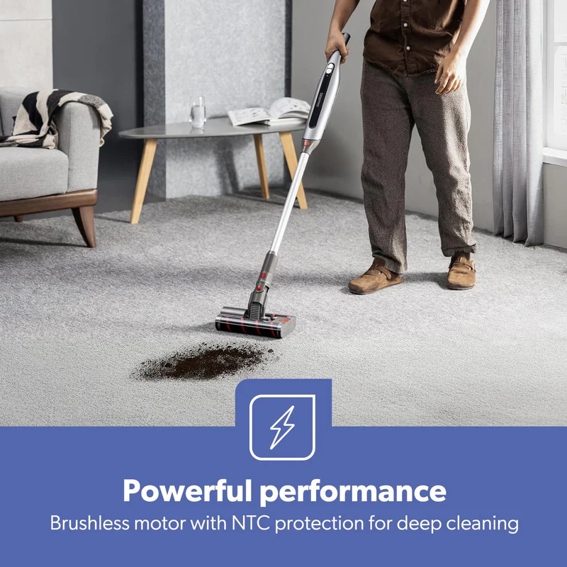 Geepas GVC19062UK Cordless 2-in-1 Stick & Handheld Vacuum Cleaner |HEPA Filter |Double Roller Brush | LED Display |Powerful Brushless Motor| Cordless & Lightweight Design - Image 5