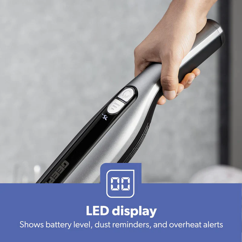 Geepas GVC19062UK Cordless 2-in-1 Stick & Handheld Vacuum Cleaner |HEPA Filter |Double Roller Brush | LED Display |Powerful Brushless Motor| Cordless & Lightweight Design - Image 7