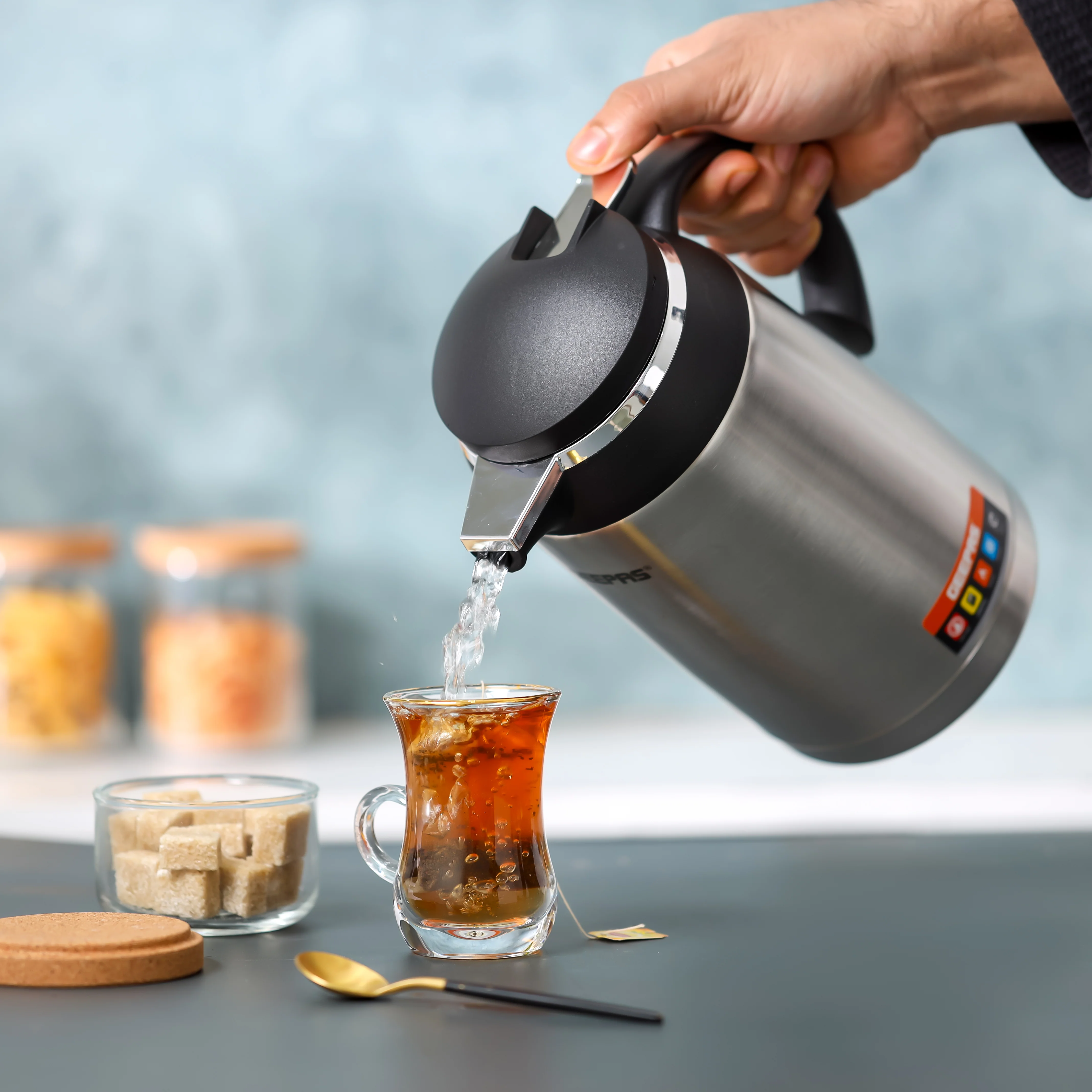 Geepas 1.3 L Stainless Steel Vacuum Flask- GVF27023|Keeps Beverages Hot & Cold for 24H |Easy to Carry, Comfortable Grip | Perfect for Home, Office, Camping|2Year Warranty - Image 4
