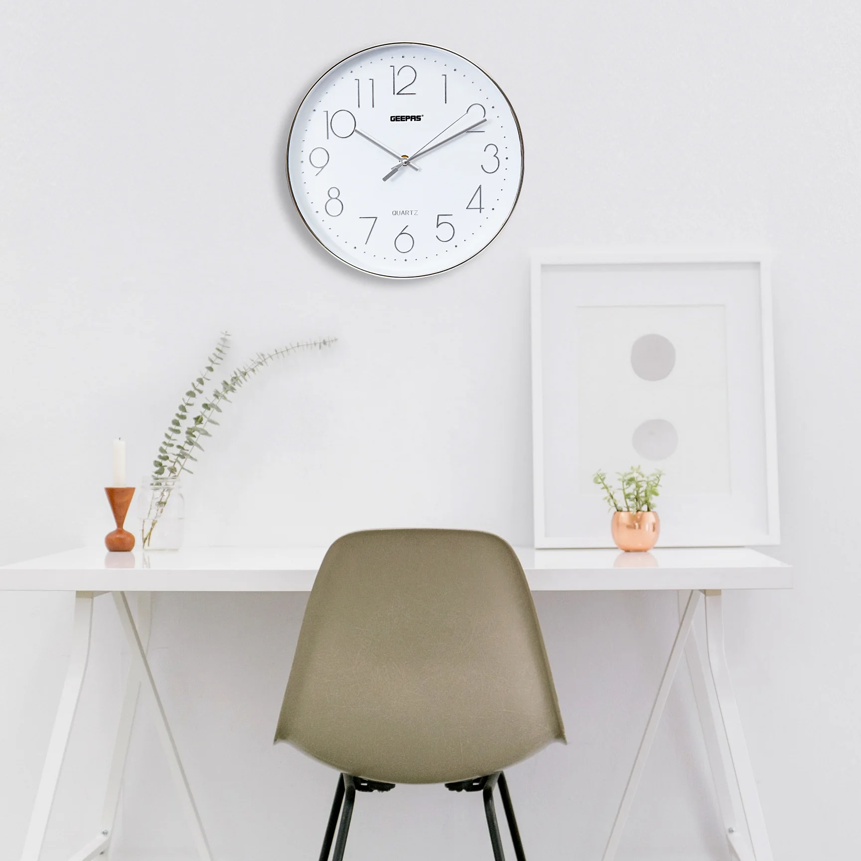 Geepas GWC26011 Wall Clock | Elegant 3D Silver Dial| Glass Cover| Electronic Plating Finish| Durable & Stylish Design| 2-Year Warranty |Perfect for Home or Office Décor - Image 2