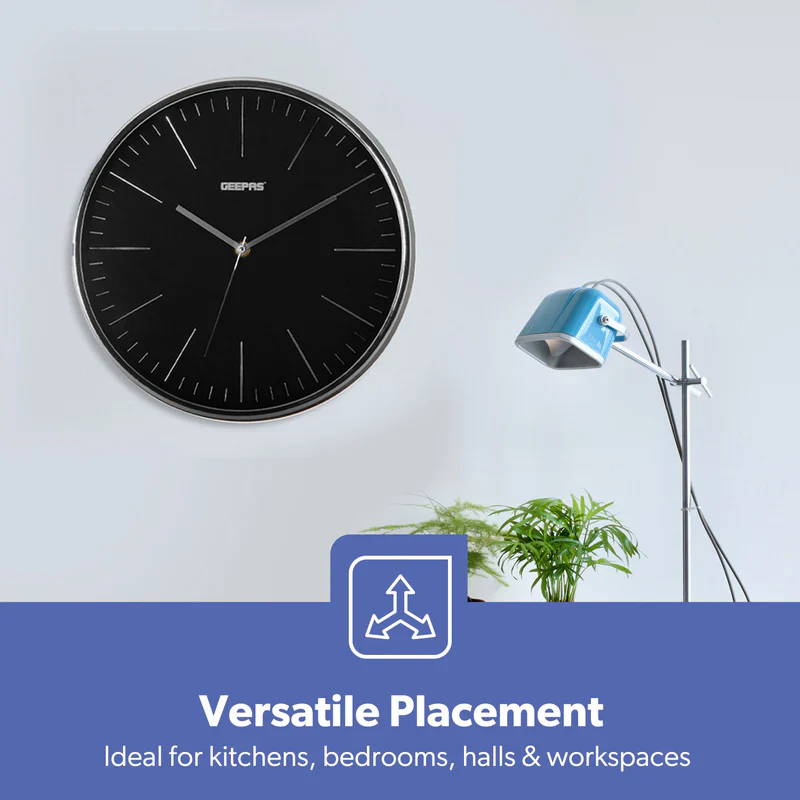 Geepas GWC26012 Wall Clock | Modern Design with 3D Silver Dial | Glass Cover| Electronic Plating Effect| Stylish & Durable Wall Clock for Home or Office| 2-Year Warranty - Image 4