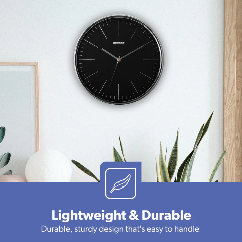 Geepas GWC26012 Wall Clock | Modern Design with 3D Silver Dial | Glass Cover| Electronic Plating Effect| Stylish & Durable Wall Clock for Home or Office| 2-Year Warranty - Image 5