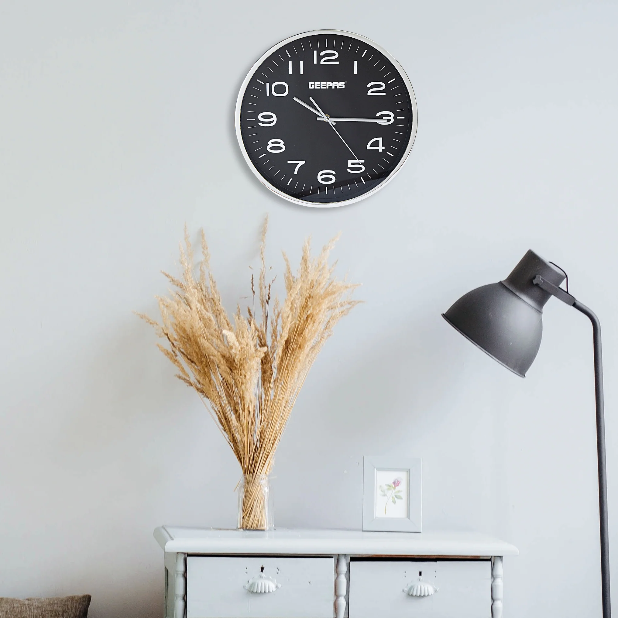 Geepas GWC26016 Wall Clock | Elegant Glass Cover with Electronic Plating Effect |Modern Home & Office Design| Available in Black & White| Durable Build| 2-Year Warranty - Image 2