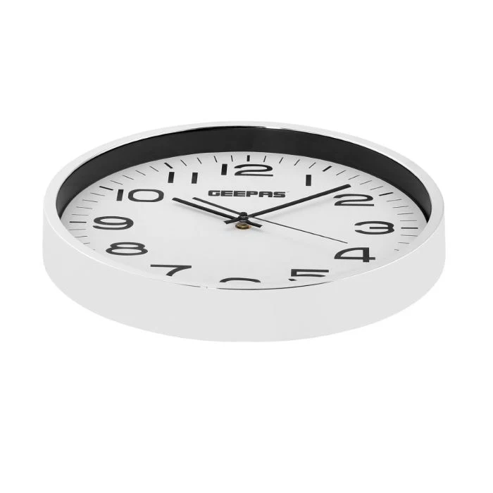 Geepas GWC26016 Wall Clock | Elegant Glass Cover with Electronic Plating Effect |Modern Home & Office Design| Available in Black & White| Durable Build| 2-Year Warranty - Image 4
