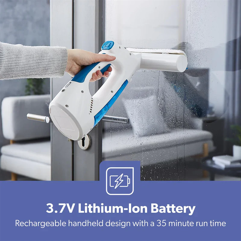 Geepas GWC63065UK Cordless Window Vacuum Cleaner | 3-in-1 Spray, Wipe & Suction| 140ml Water Tank| 3.7V 1500mAh Li-ion Battery| 35-Minute Run Time | 2 Years Warranty - Image 4