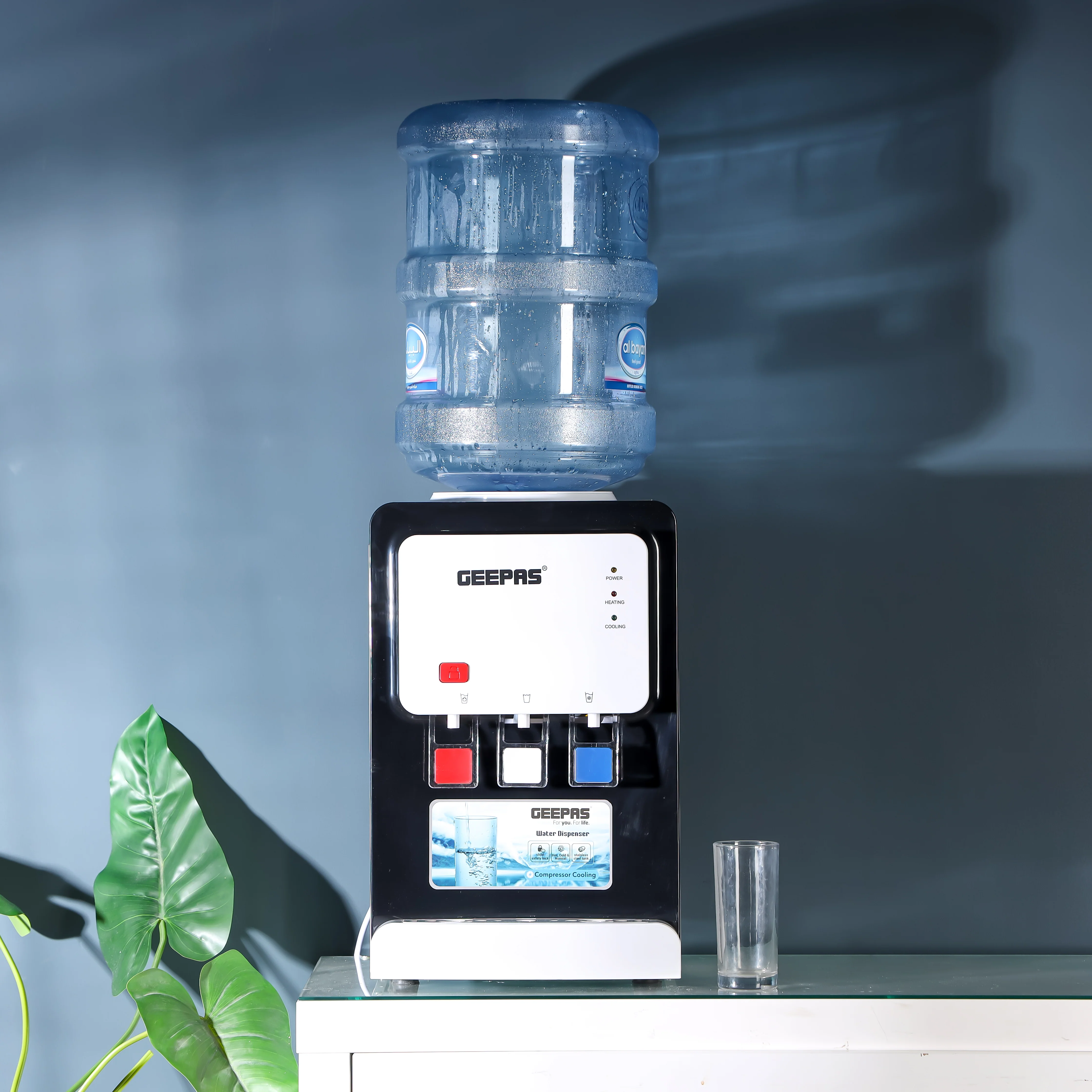Geepas GWD17022 Water Dispenser | Hot, Normal & Cold Desktop Water Dispenser with Child Safety Lock | Stainless Steel Tank & Compressor Cooling | 2 Year Warranty - Image 2