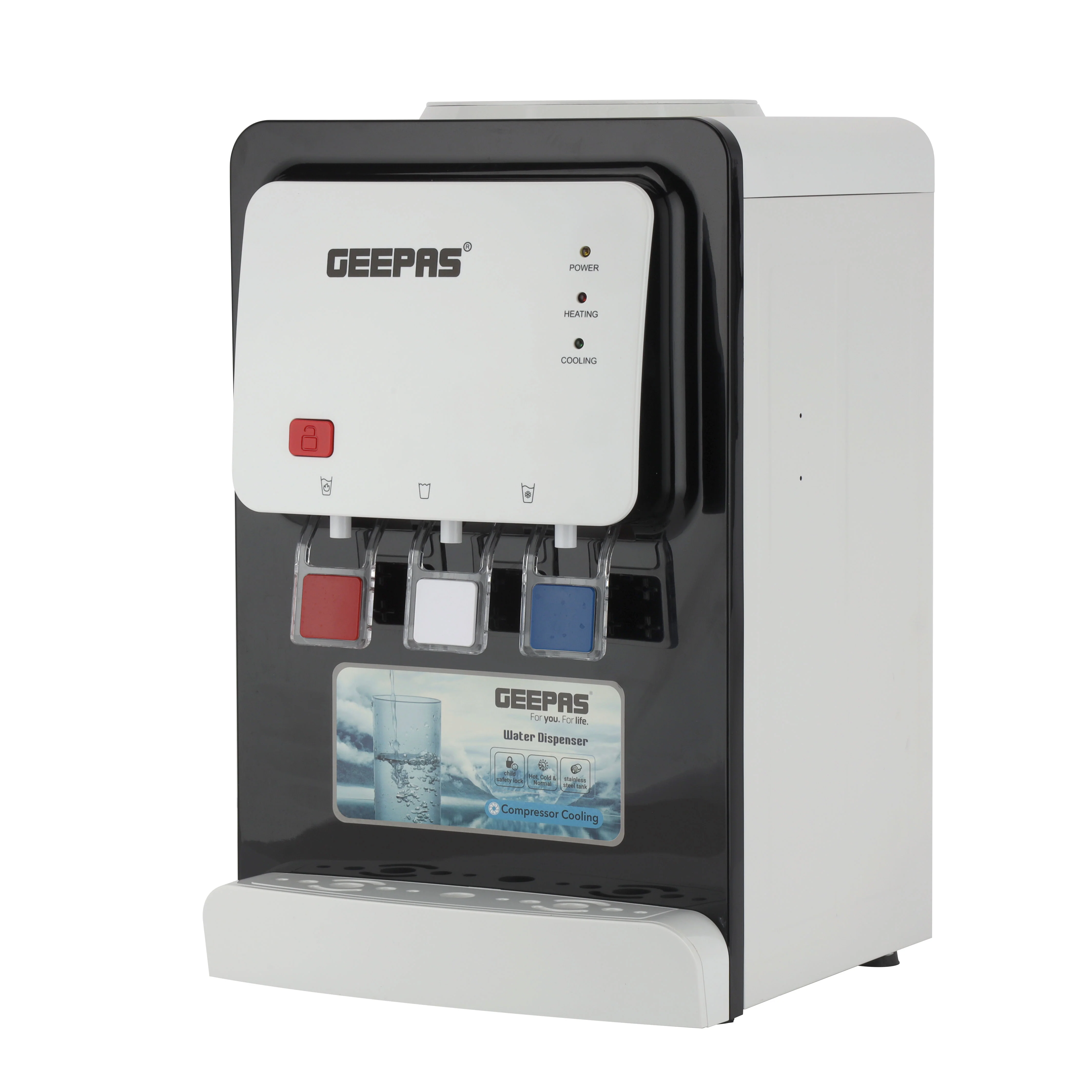 Geepas GWD17022 Water Dispenser | Hot, Normal & Cold Desktop Water Dispenser with Child Safety Lock | Stainless Steel Tank & Compressor Cooling | 2 Year Warranty - Image 3