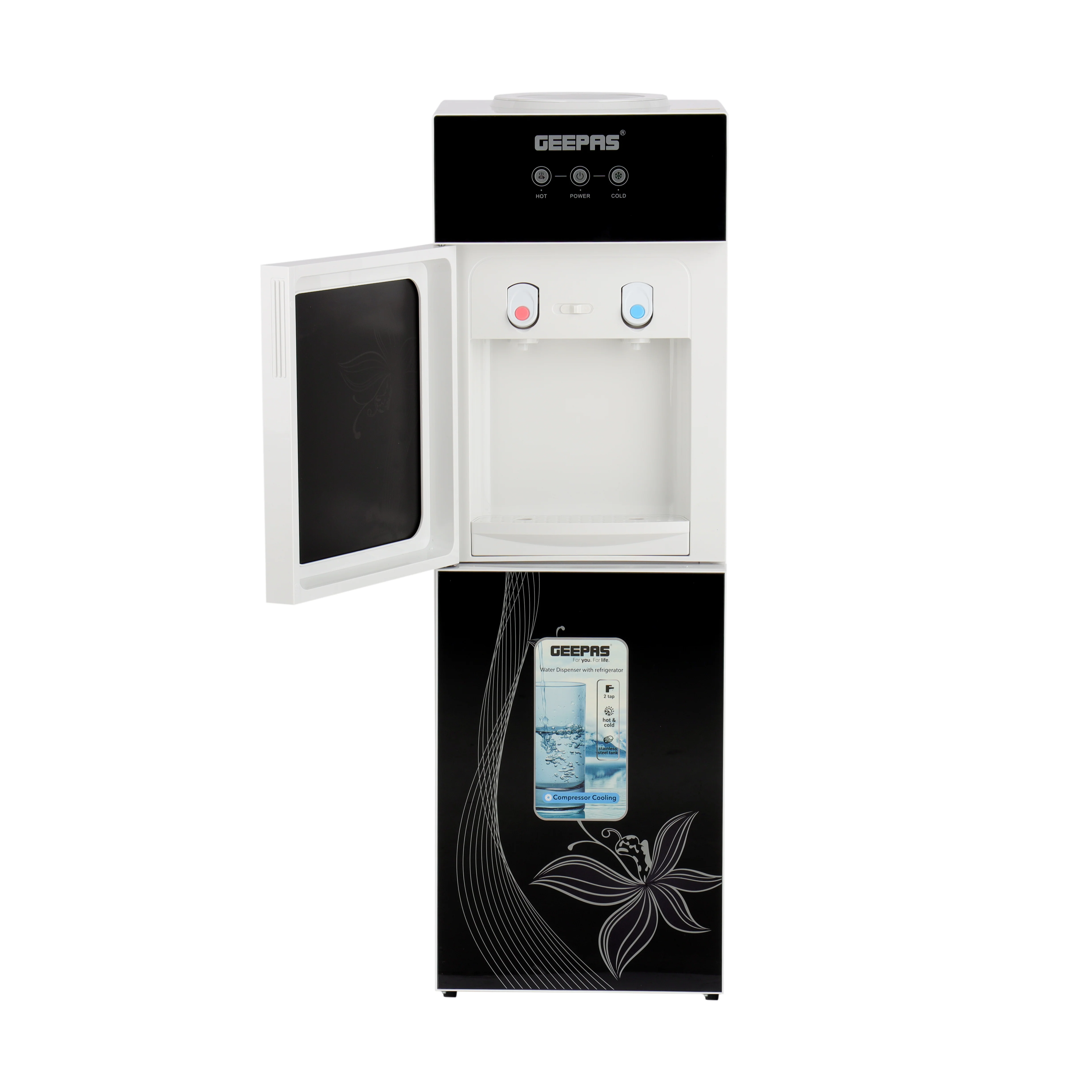 Geepas GWD17023 Water Dispenser with Refrigerator | Hot & Cold Water| Stainless Steel Tank |Fast Cooling |Child Safety Lock & Powerful Compressor Cooling| 2 Year Warranty - Image 4