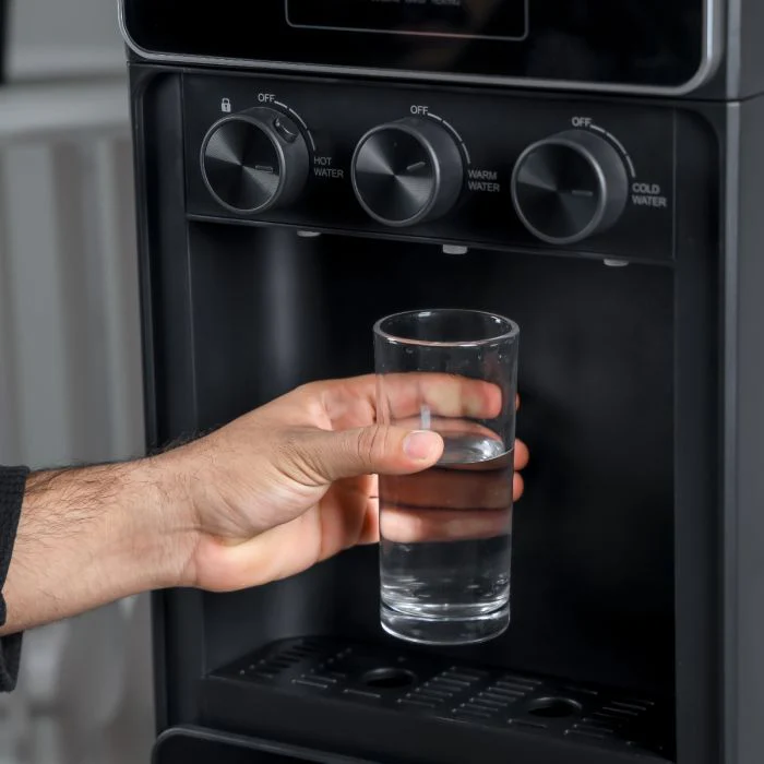Geepas GWD17038 Hot & Cold Water Dispenser with Cabinet | Stainless Steel Tank| Child Safety Lock| Adjustable Water Flow & Strong Glass Door | Low Noise Compressor - Image 5