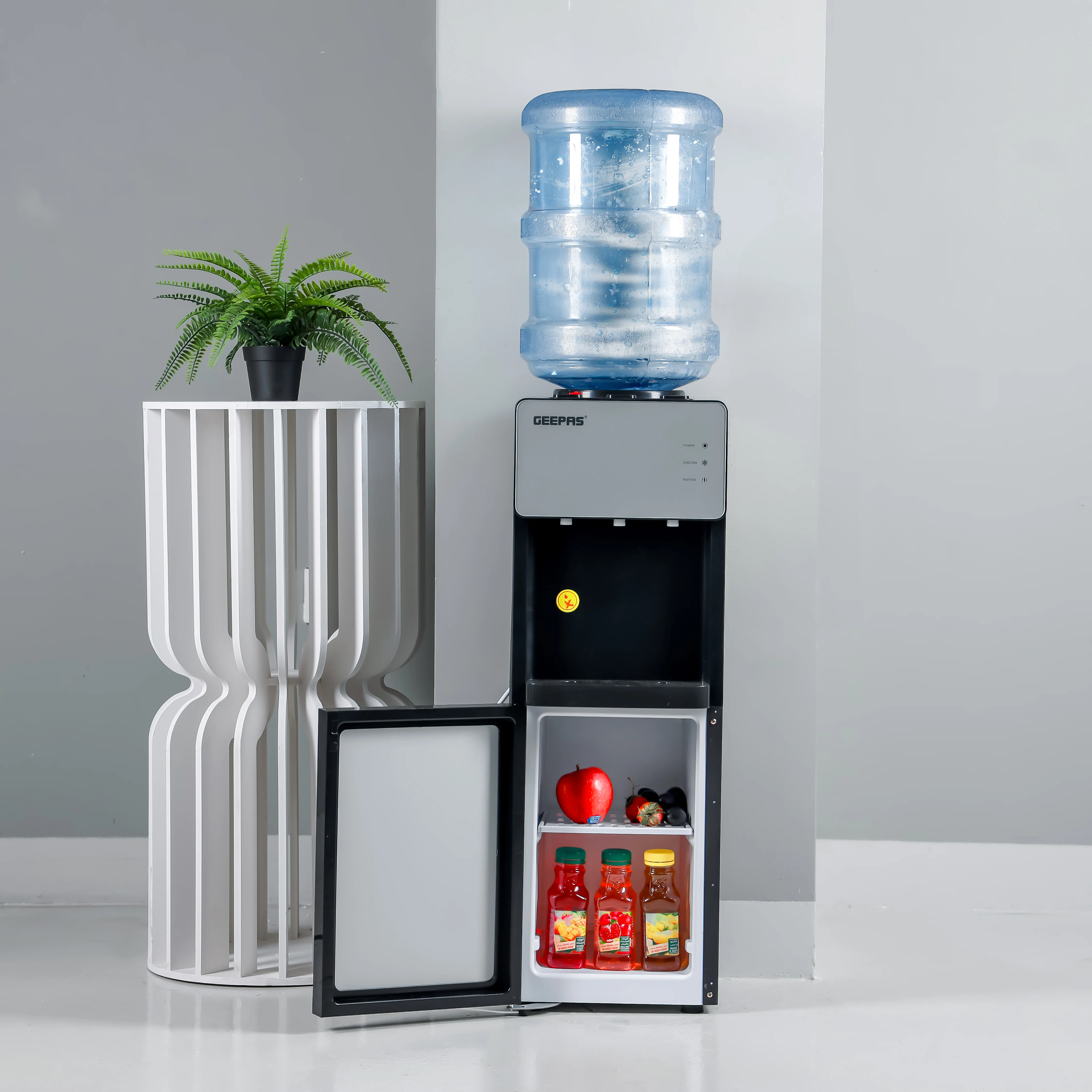 Geepas GWD17039 Water Dispenser with Cabinet | Hot, Cold & Normal Water | Stainless Steel Water Tank| Low-Noise Compressor| Child Lock & Bottom Storage for Home & Office - Image 3