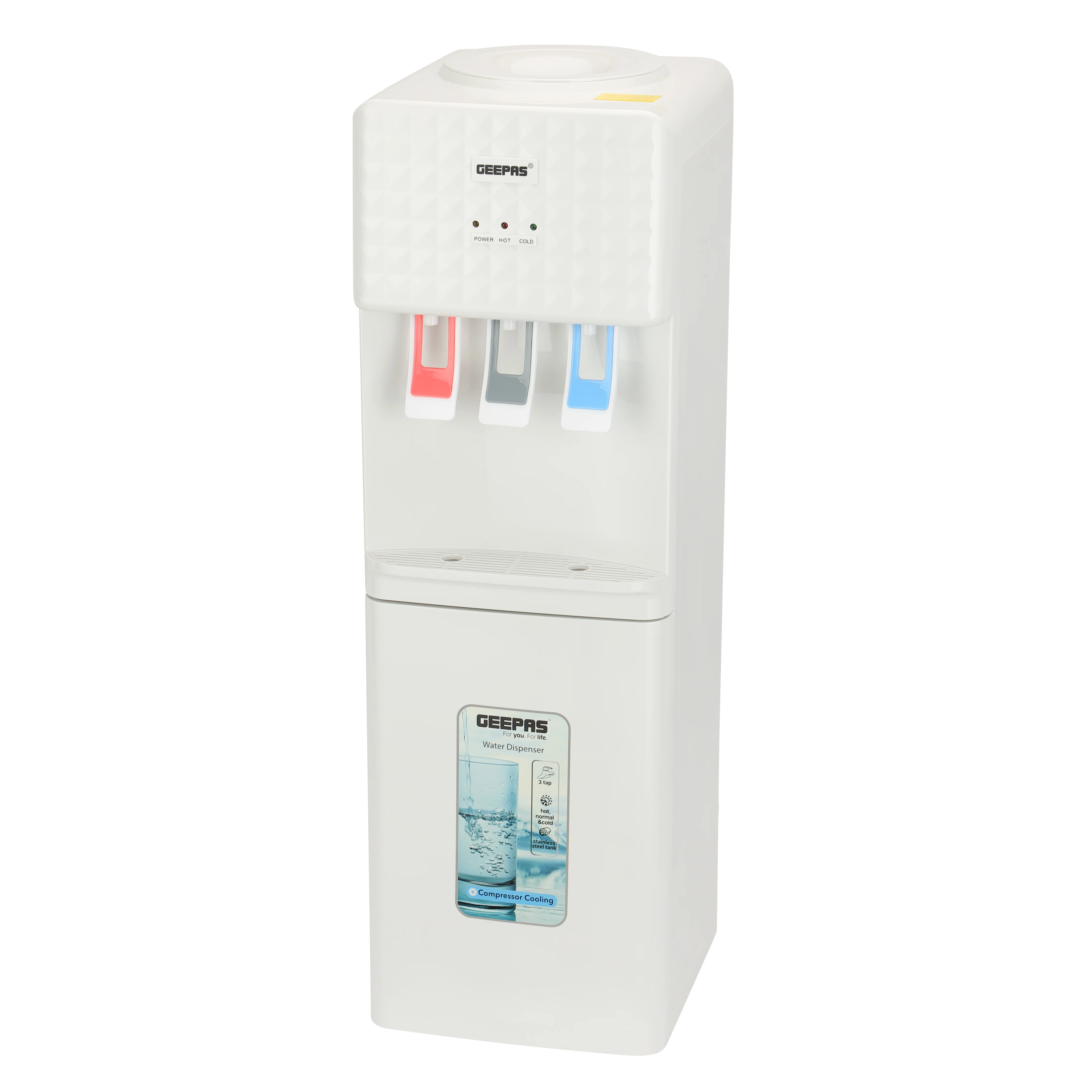 Geepas GWD8326 Water Dispenser | Hot, Cold & Normal Water| 3 Tap Design| Powerful Compressor Cooling System| Child Safety Lock & Stainless Steel Tank for Home & Office - Image 3