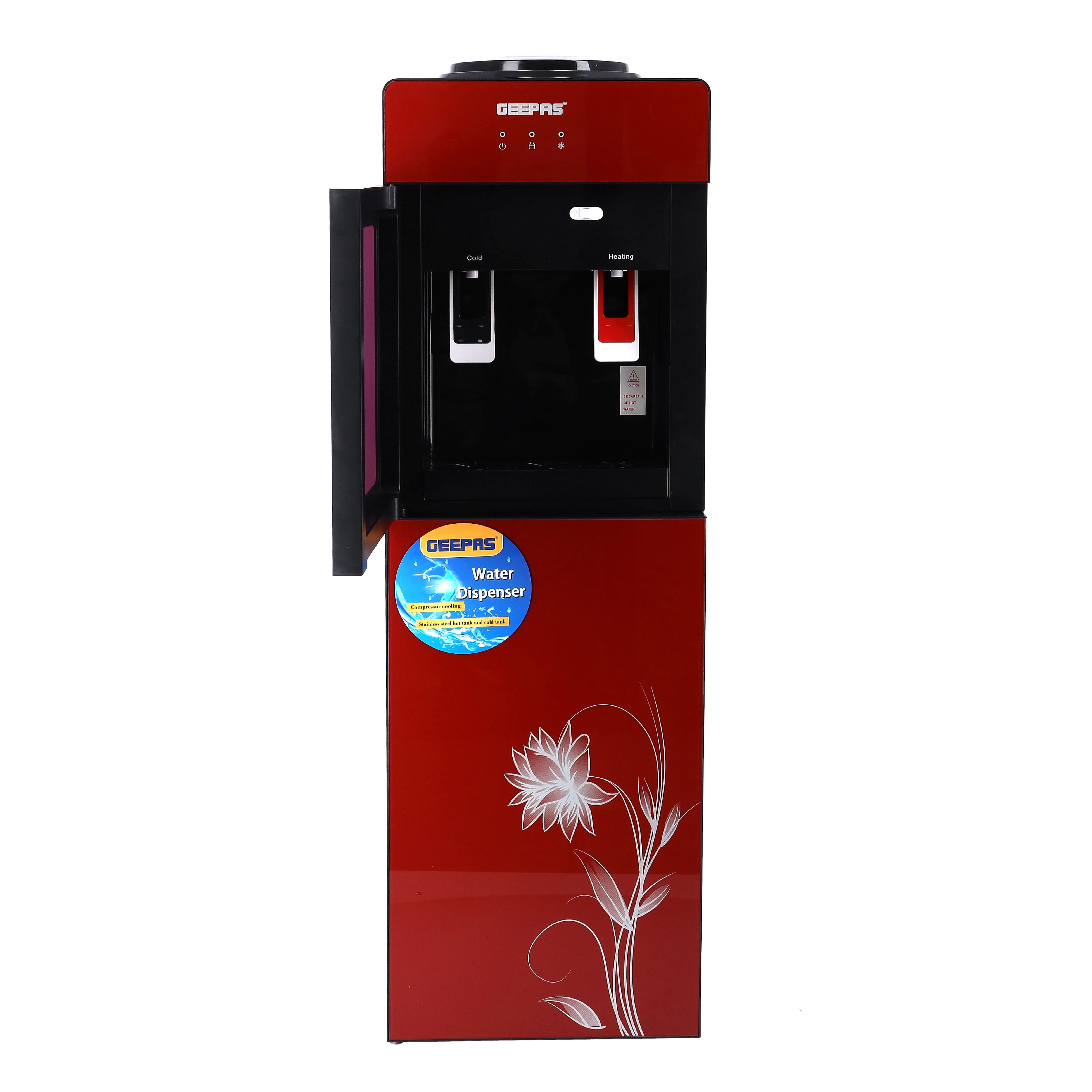 Geepas GWD8343 Hot & Cold Water Dispenser with Stainless Steel Tank | Fast Cooling Compressor| Energy Efficient Performance & Built-In Storage Cabinet for Home & Office - Image 3