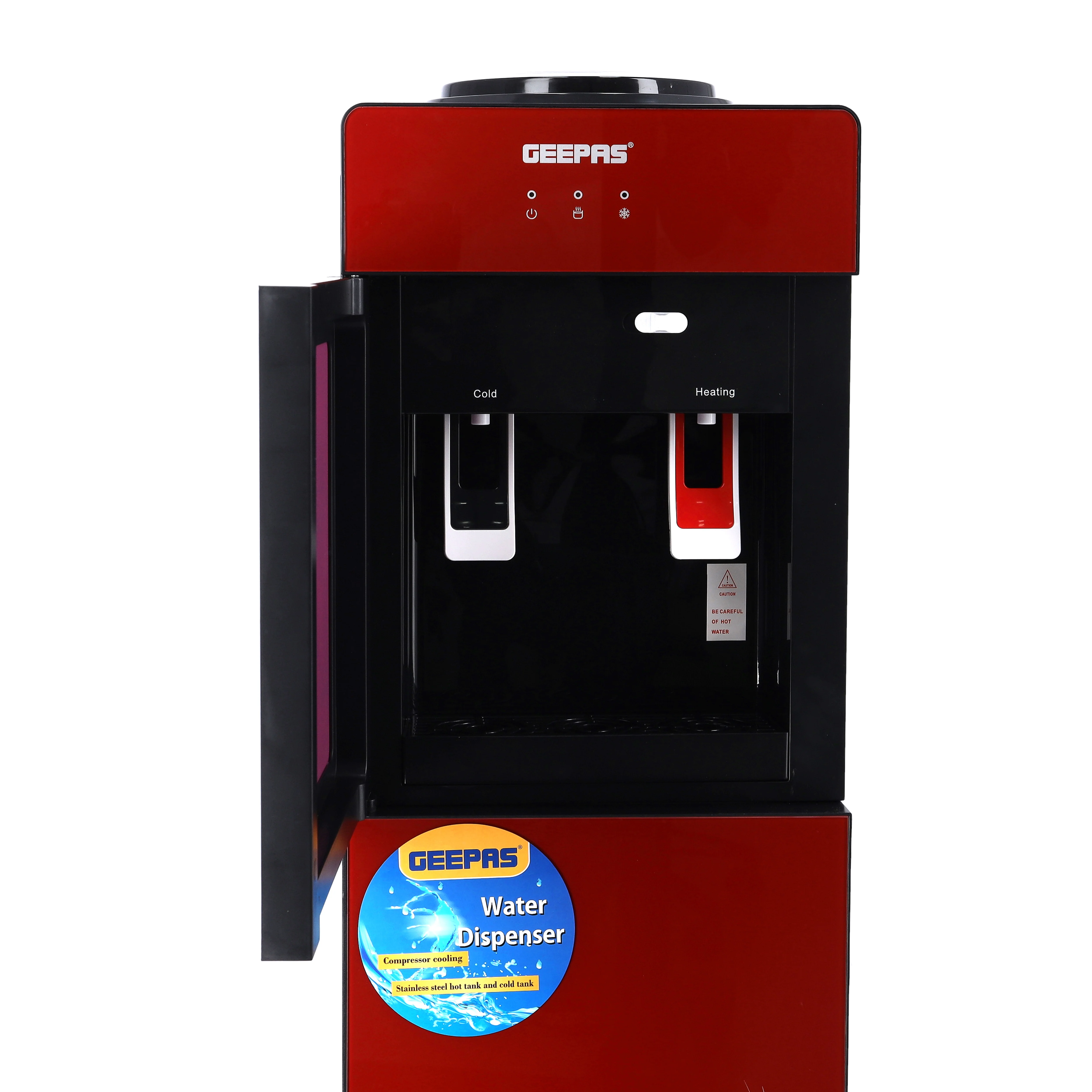Geepas GWD8343 Hot & Cold Water Dispenser with Stainless Steel Tank | Fast Cooling Compressor| Energy Efficient Performance & Built-In Storage Cabinet for Home & Office - Image 4